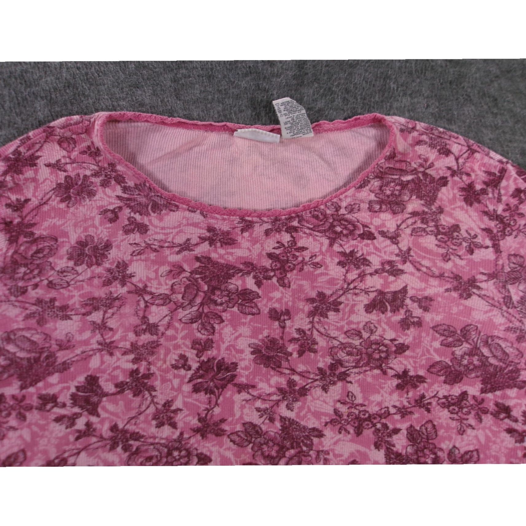 Vintage VINTAGE White Stag Plus Size Women's Long Sleeve T-Shirt 18W Pink Floral Cotton Knitted Fall Spring Casual Size XXL / US 16-18 / IT 52-54 - 2 Thumbnail