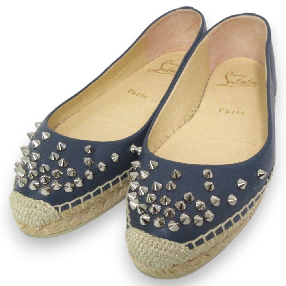 Christian Louboutin Christian Louboutin Christian Louboutin Spike Studs Espadrille Flats Leather Shoes DUTY FREE for USA Size ONE SIZE - 1 Thumbnail