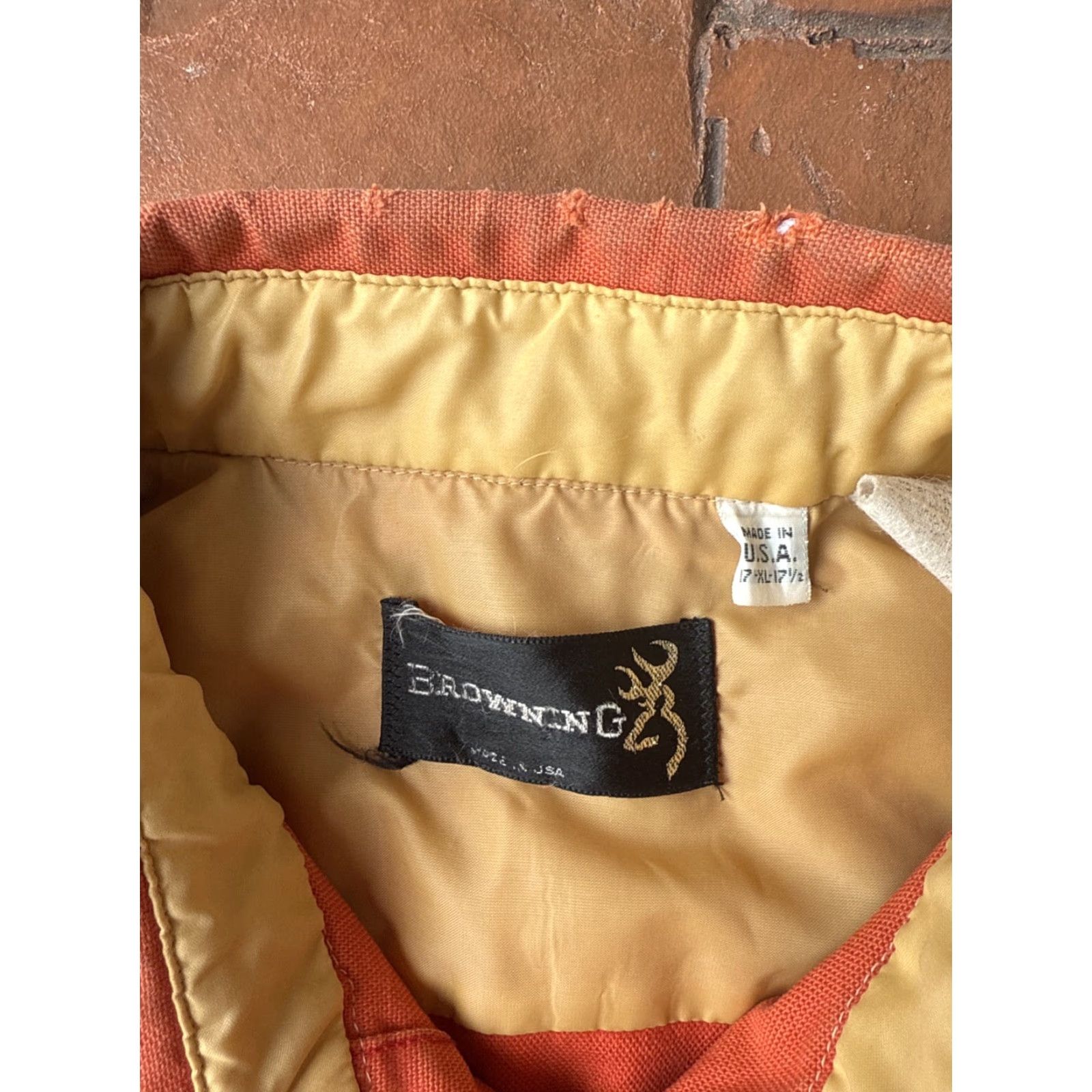 Vintage VINTAGE Browning Super Naturals Shooting Button Shirt XL Orange Canvas Cotton Button-Up Long Sleeve Collared casual Mens 17-XL-17.5 Made in USA Size US XL / EU 56 / 4 - 2 Thumbnail