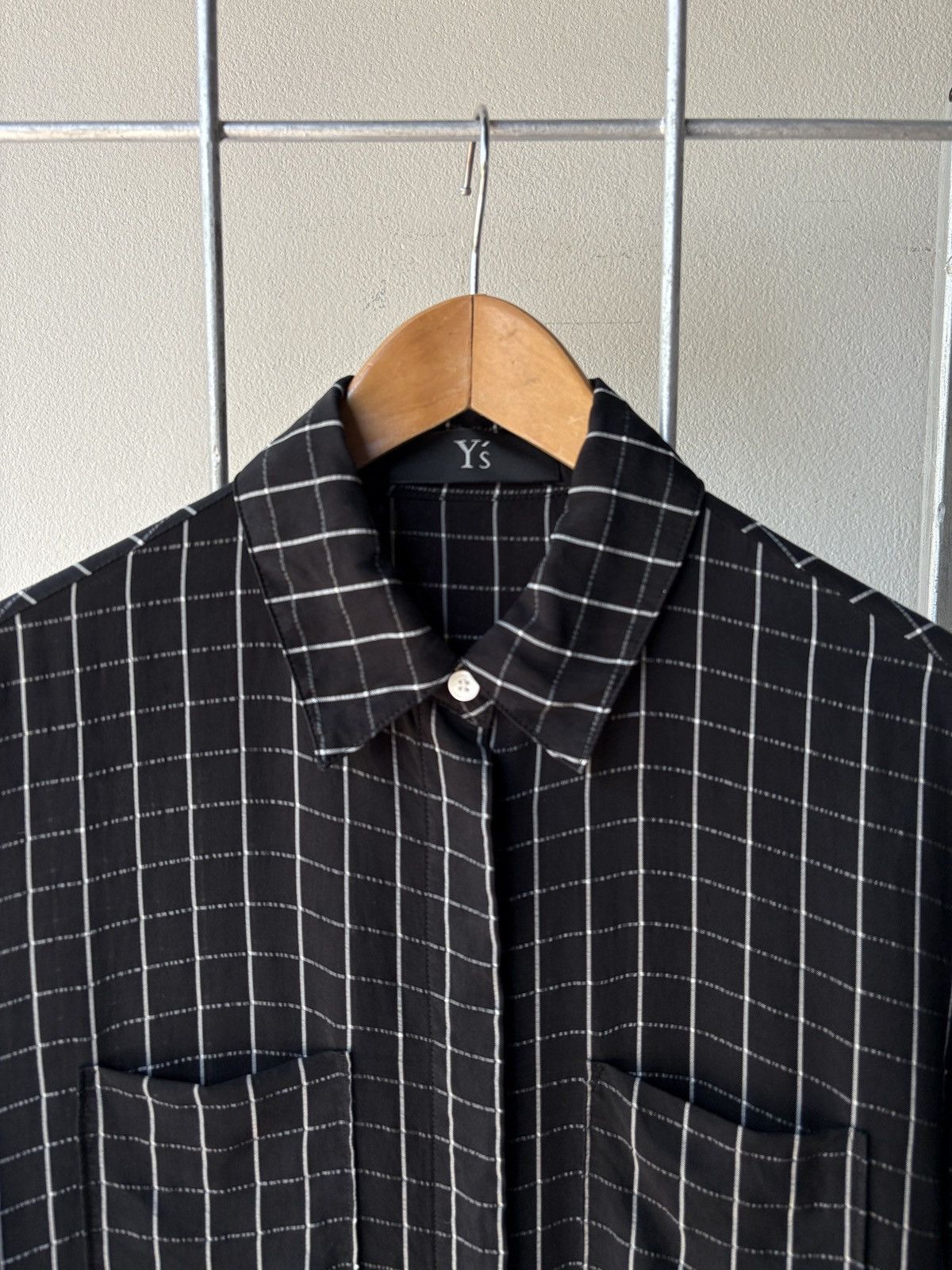 Y's × Yohji Yamamoto Y's Yohji Yamamoto grid black shirt dress. Size XS / US 0-2 / IT 36-38 - 2 Thumbnail