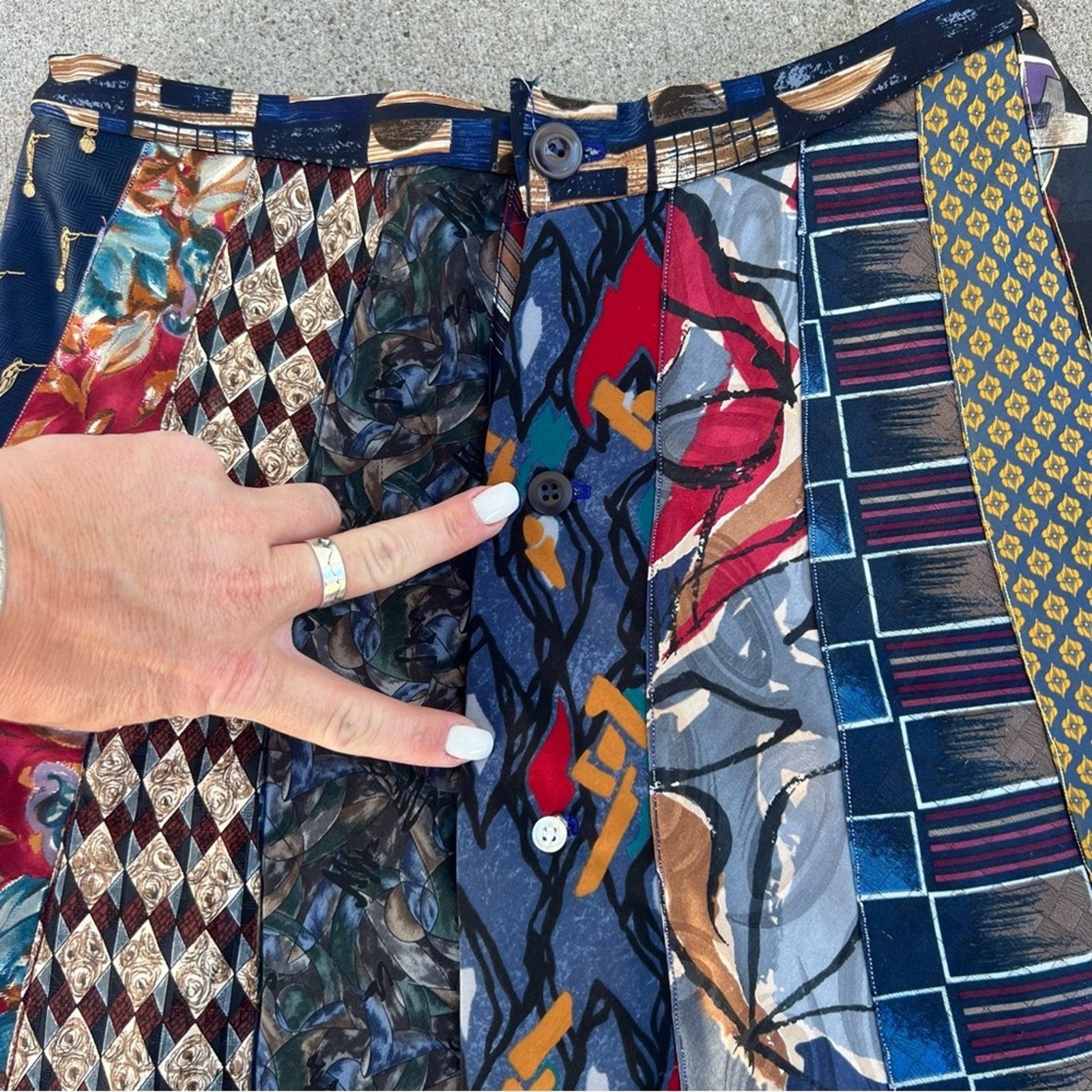 Vintage Custom Upcycled Vintage Necktie Skirt MEDIUM Size 28" / US 6 / IT 42 - 5 Thumbnail