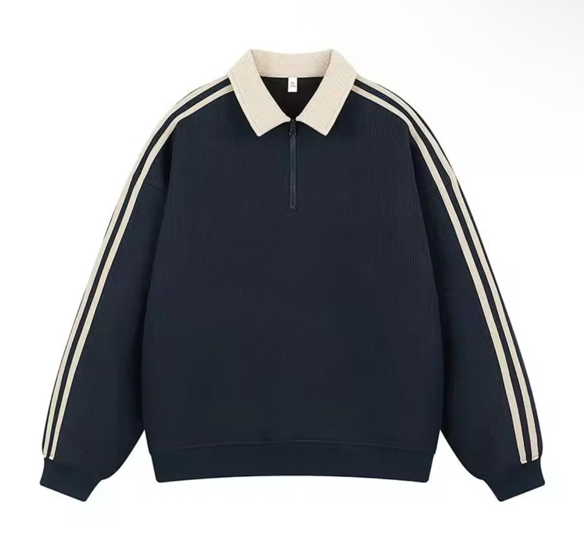 Other Trendy Striped Dark Blue Sweatshirt Polo Long Sleeve T-Shirt Size US XXL / EU 58 / 5 - 1 Thumbnail