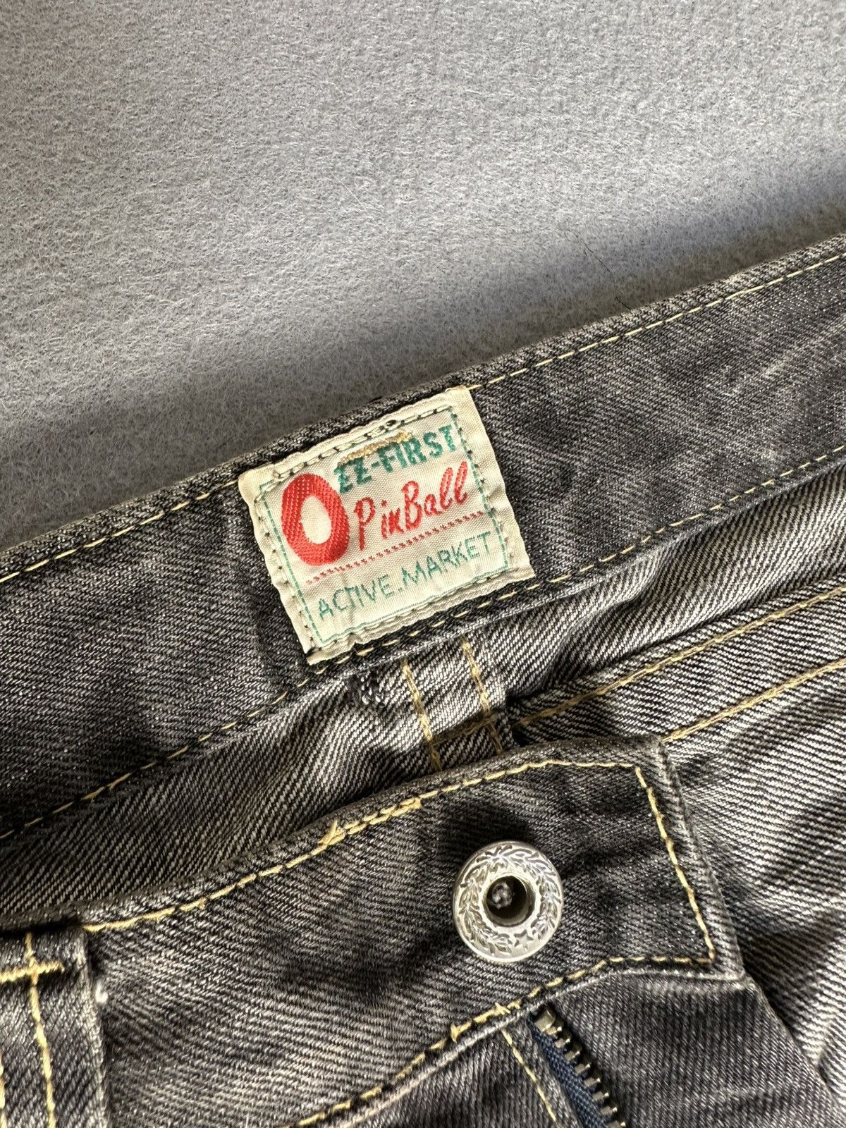Japanese Brand FLARE Slim Ozz Pinball Distressed Denim Size US 30 / EU 46 - 16 Thumbnail