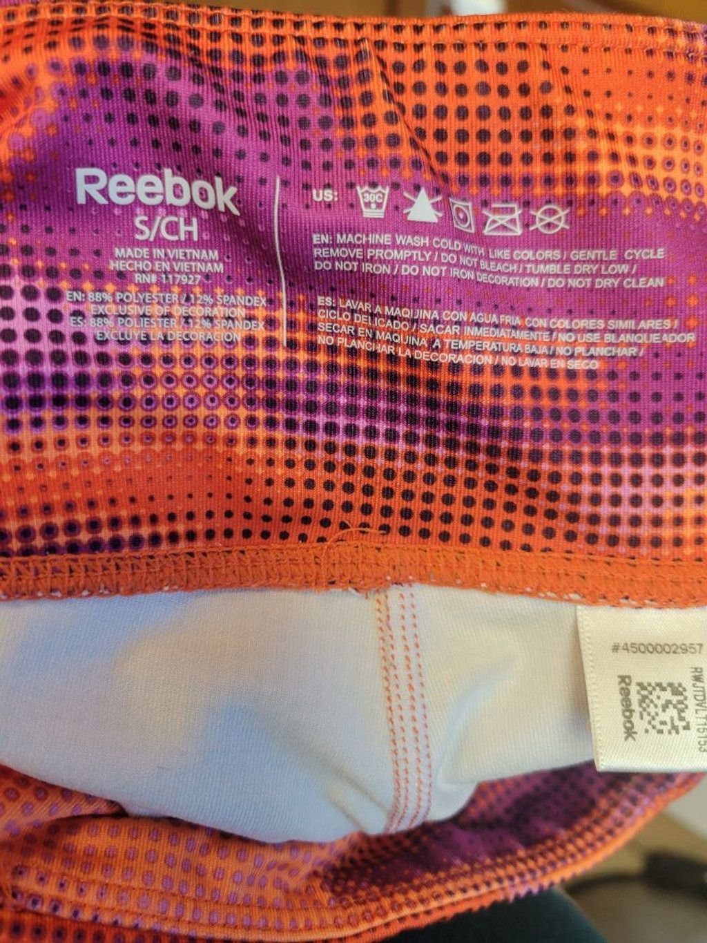 Reebok Women's Reebok Orange Purple Patterned Leggings S Size 27" / US 4 / IT 40 - 4 Thumbnail