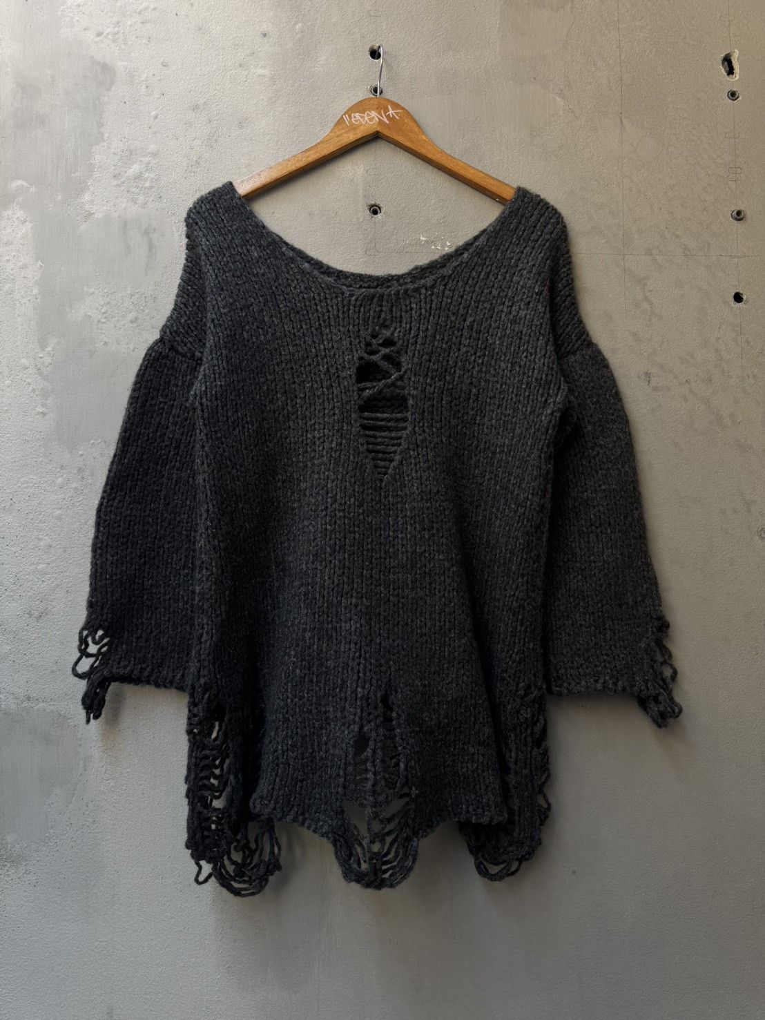 Maison MIHARA YASUHIRO Mihara Yasuhiro AW10 Distressed Black Wool-Knit Cardigan Size US S / EU 44-46 / 1 - 2 Thumbnail