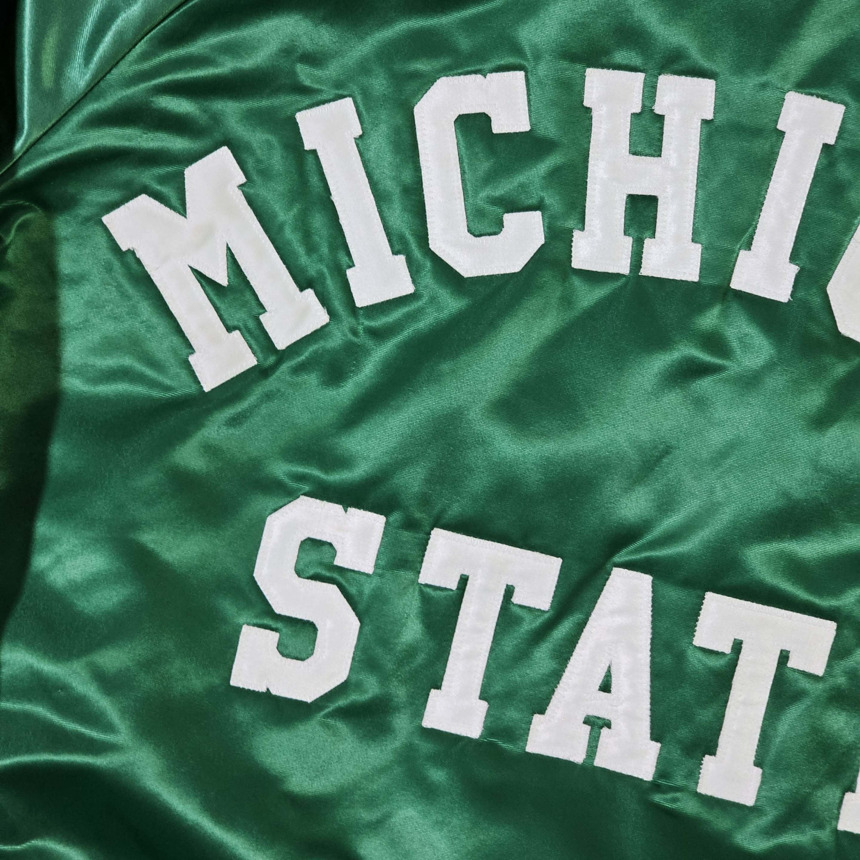 Vintage Michigan State Spartans Vintage 80s Chalk Line Satin Bomber Size US L / EU 52-54 / 3 - 6 Thumbnail