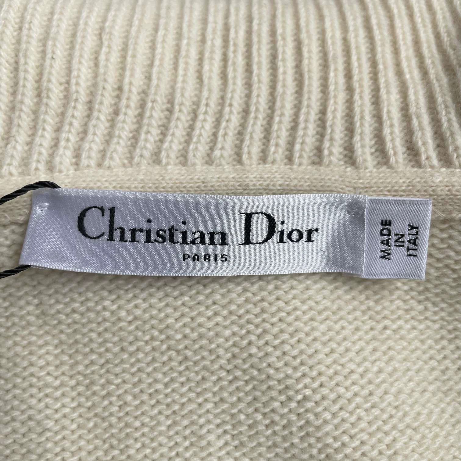 Dior DIOR Women's Beige Navy Wool-Cashmere Knit FR38 Size S / US 4 / IT 40 - 3 Thumbnail