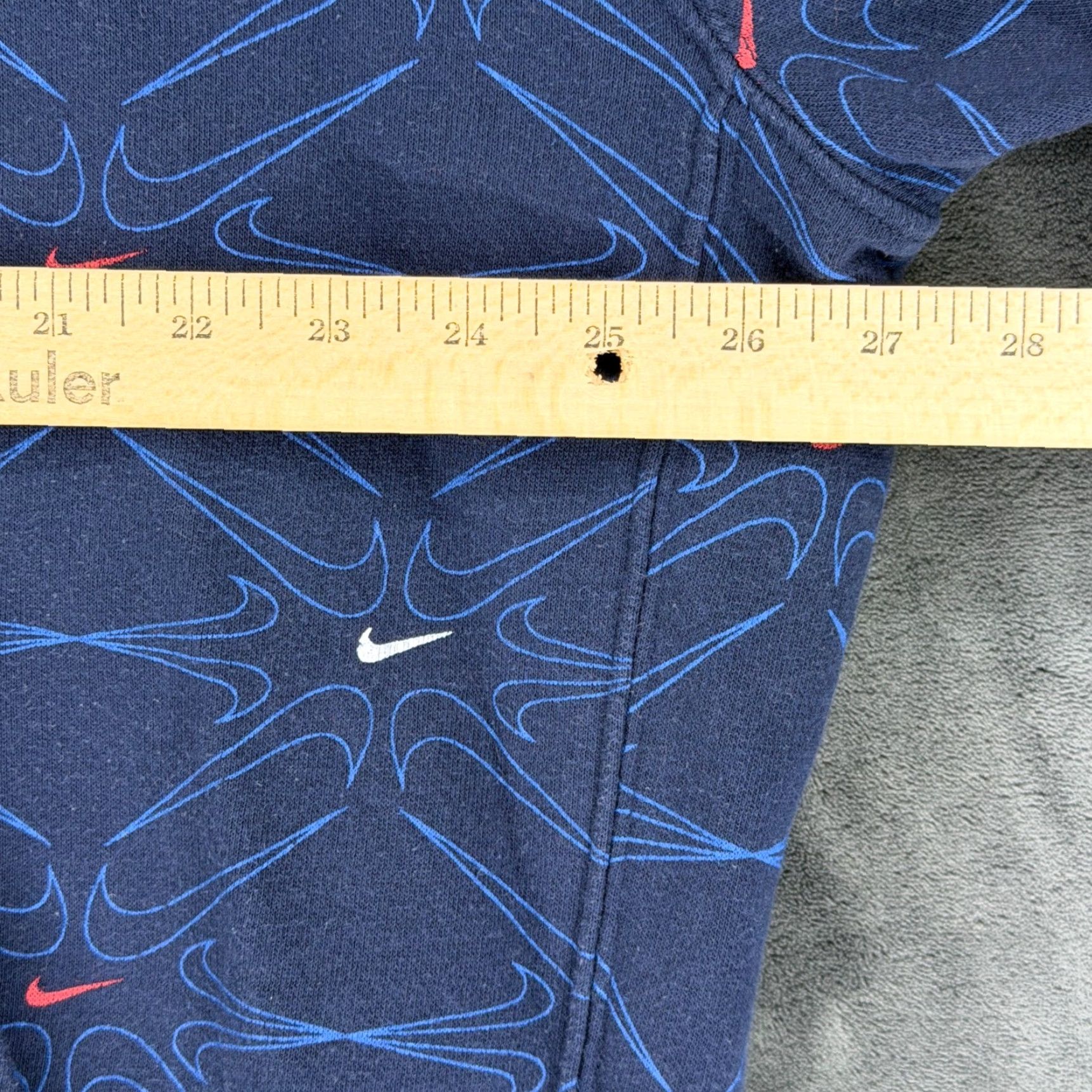 Nike Nike Mens XL Tall Navy Blue All Over Print Swoosh Fleece Hoodie DM7930-451 Size US XL / EU 56 / 4 - 4 Thumbnail