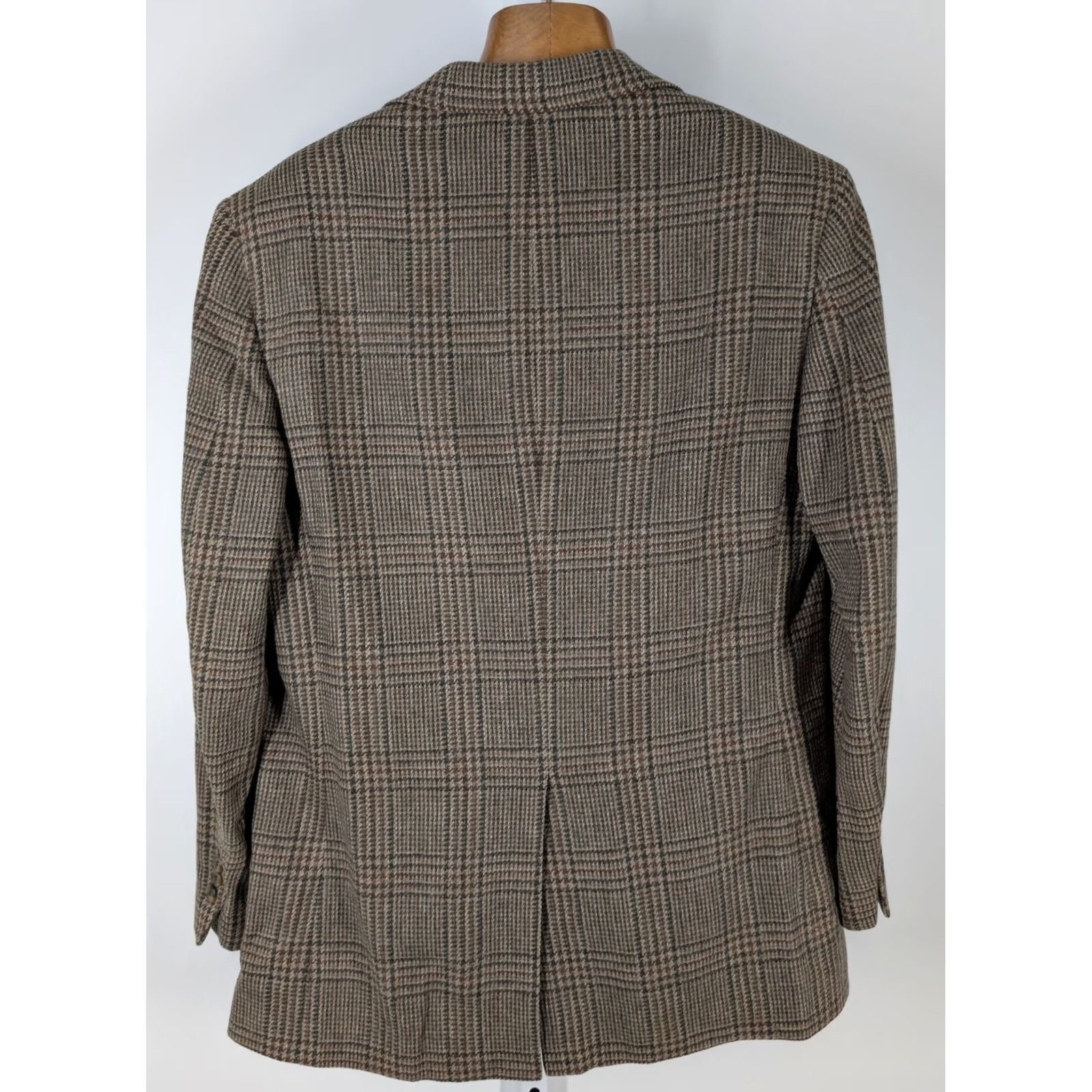 Brooks Brothers VINTAGE Brooks Brothers Blazer Jacket 42 USA Wool Tweed Houndstooth Plaid Three-Button Two-Button Sport Mens Brown Size 42R - 2 Thumbnail