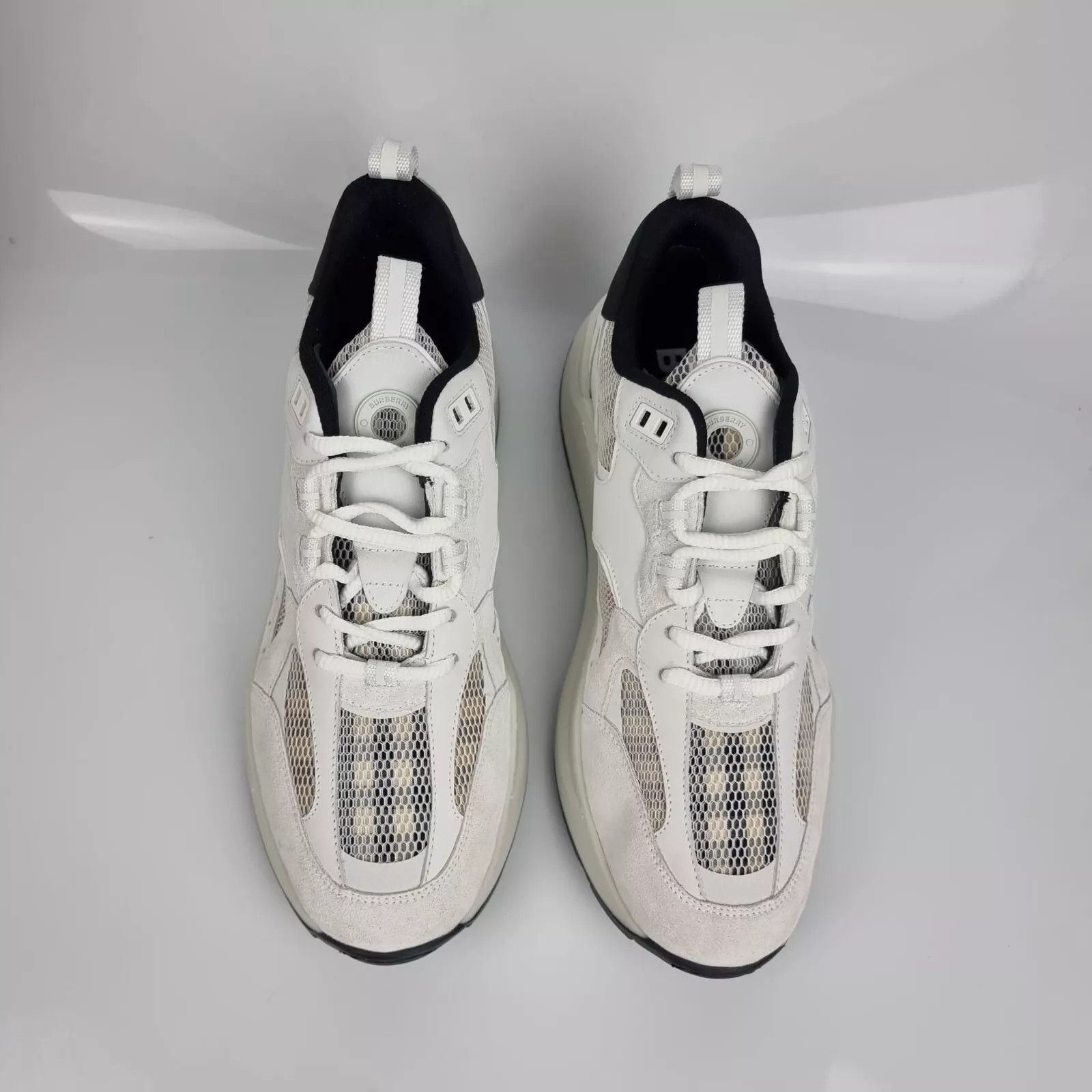 Burberry Men's Sean White And Beige Sneakers New