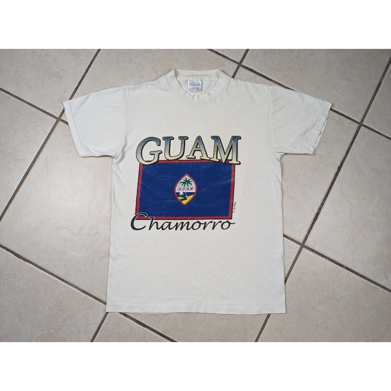 Other Vtg 90s Guam Chamorro Shirt White International Flag Island Size US M / EU 48-50 / 2 - 1 Thumbnail