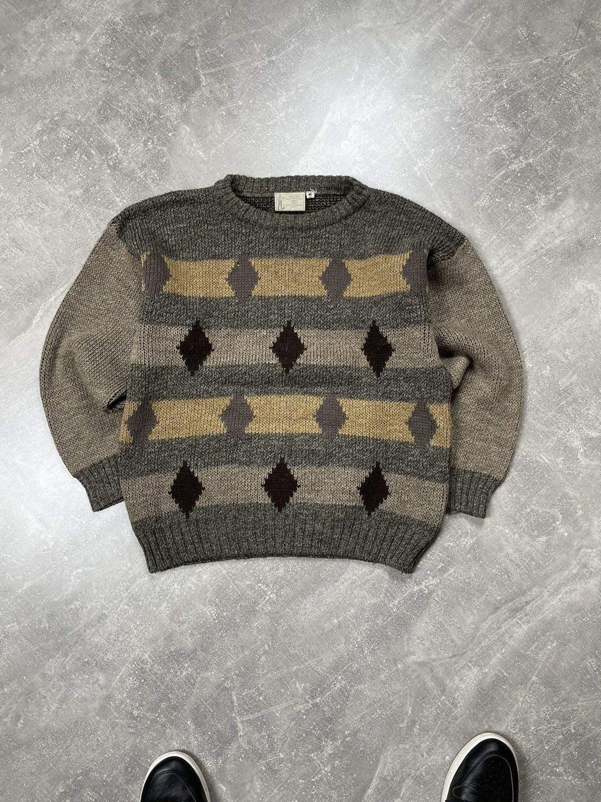 Levi's × Vintage Levi's Vintage Geometric Pattern 90's Knitted Wool Sweater Size US L / EU 52-54 / 3 - 2 Thumbnail