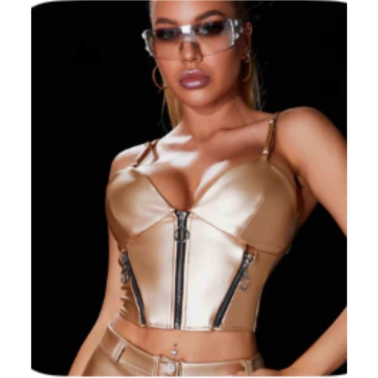 Other Gold faux leather top size S Size S / US 4 / IT 40 - 1 Thumbnail