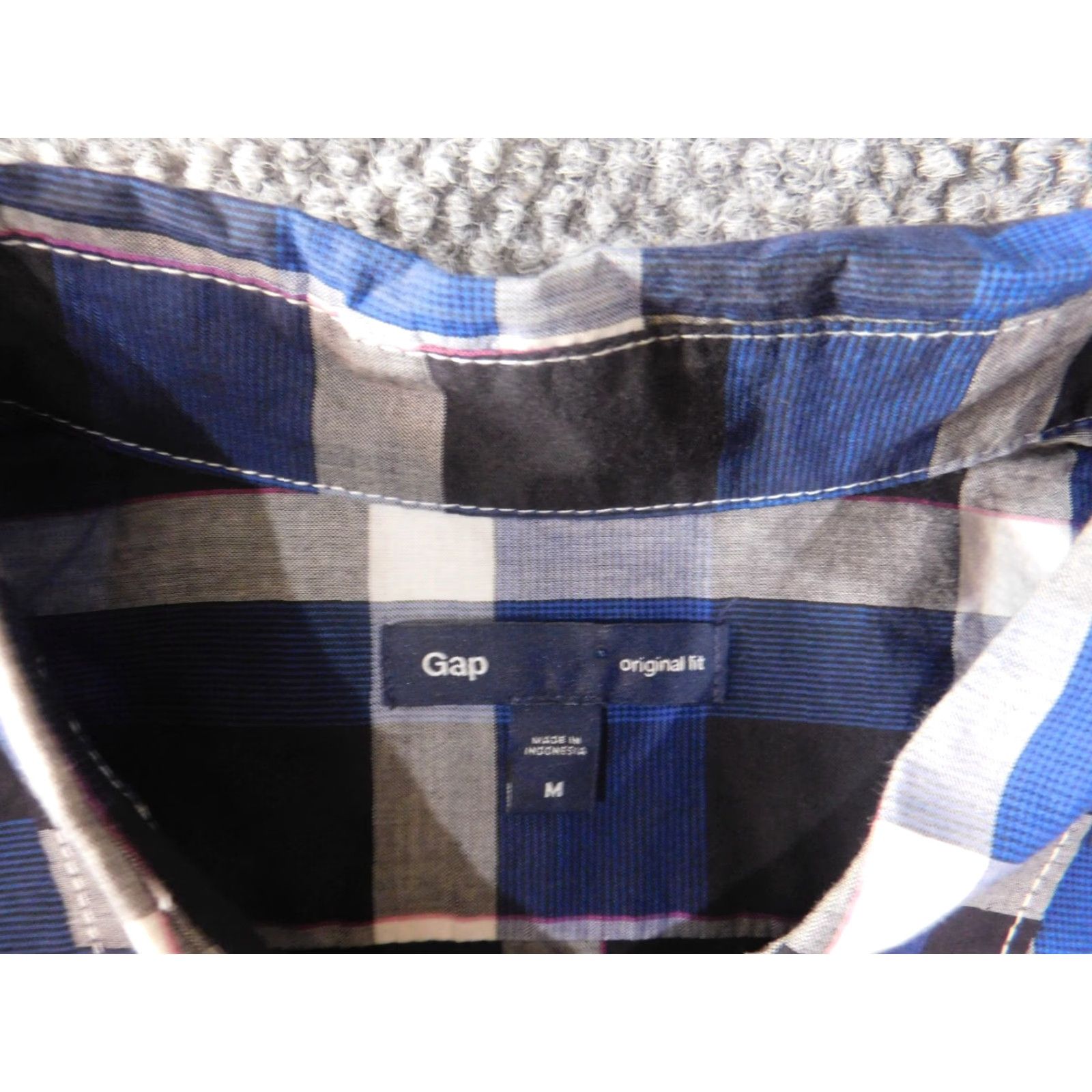 Gap Gap Mens Shirt Medium Blue Button-Up Classic Plaid Knit Cotton Regular Slimming Size US M / EU 48-50 / 2 - 4 Thumbnail