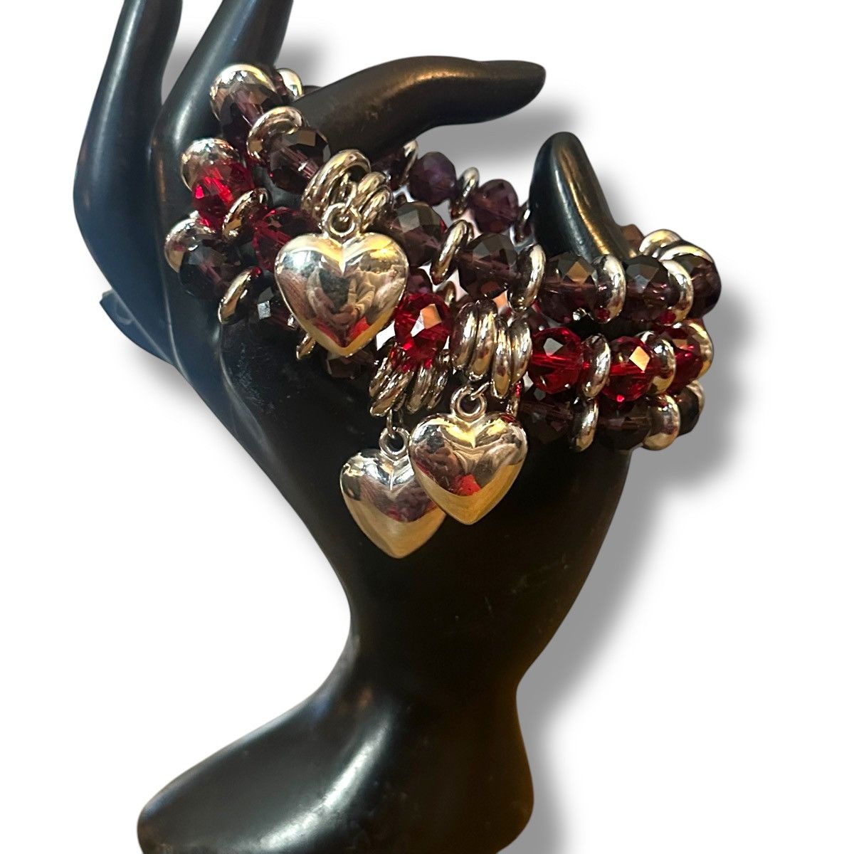 Other Glass bead with silver heart charm stretch bracelets Size ONE SIZE - 2 Thumbnail