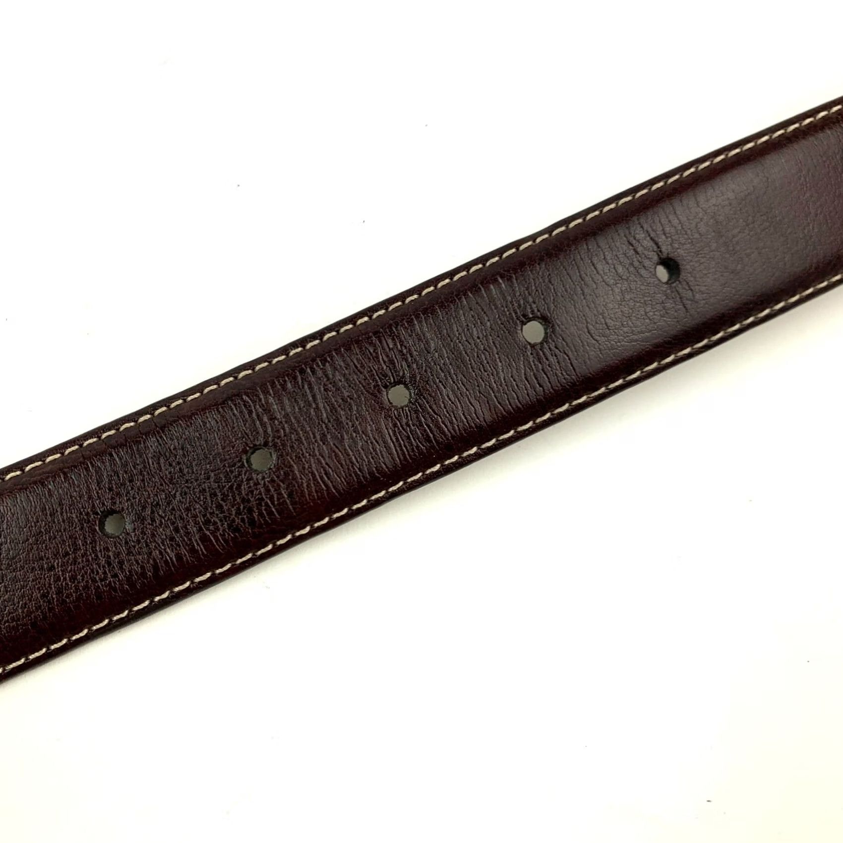 Vintage VINTAGE 90s Leather Belt Brown White Topstitching Size 38 Men Size ONE SIZE - 7 Thumbnail