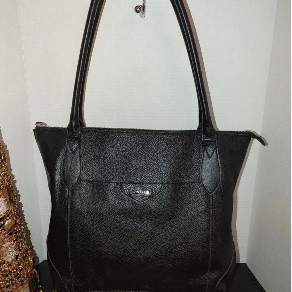 Louis W. Stylish LODIS Sierra Black Leather Tote Bag Size ONE SIZE - 1 Thumbnail