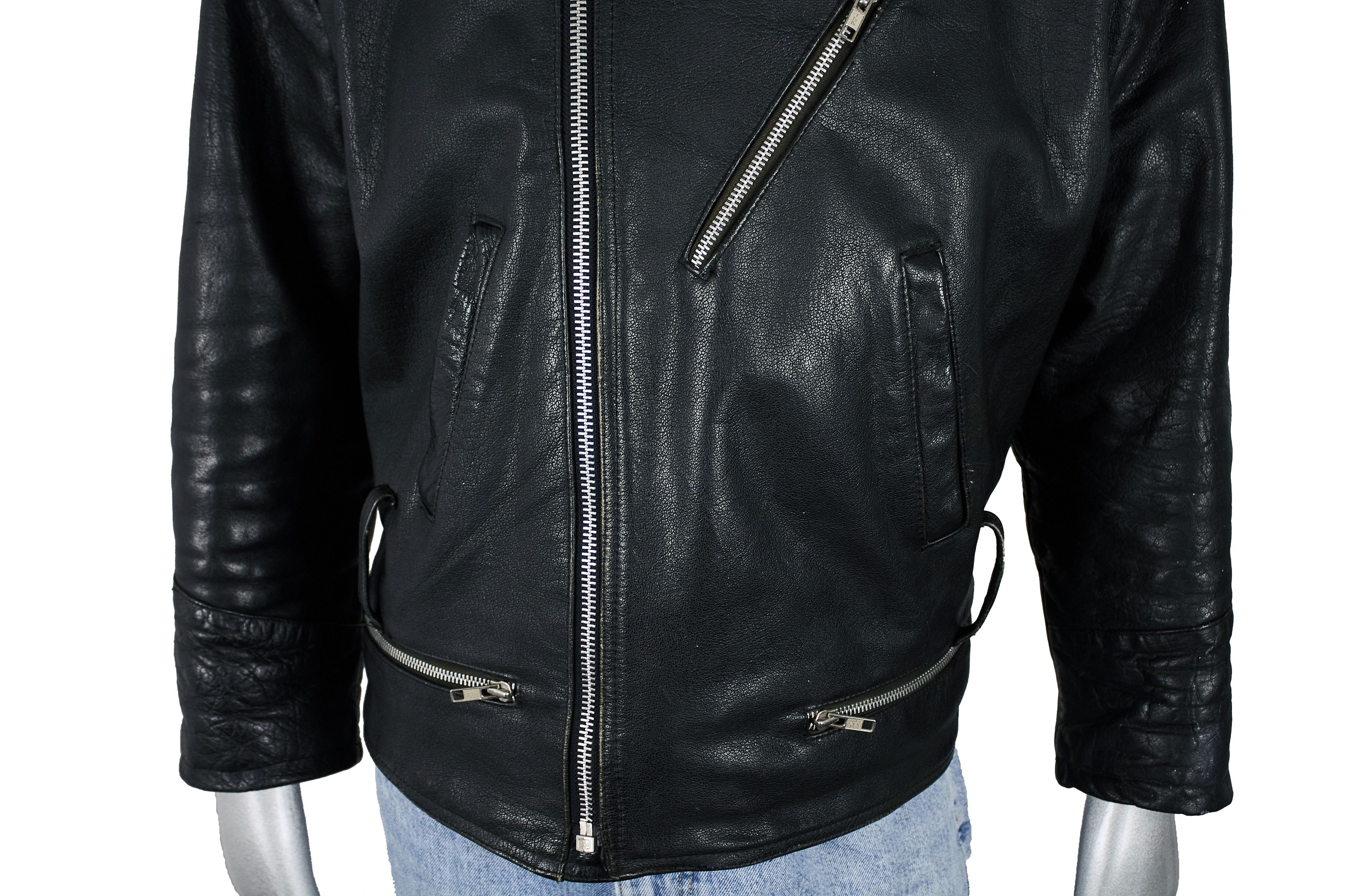 Vintage Vintage 80s Black Leather Motorcycle Biker Jacket Cafe Racer Size US L / EU 52-54 / 3 - 8 Thumbnail