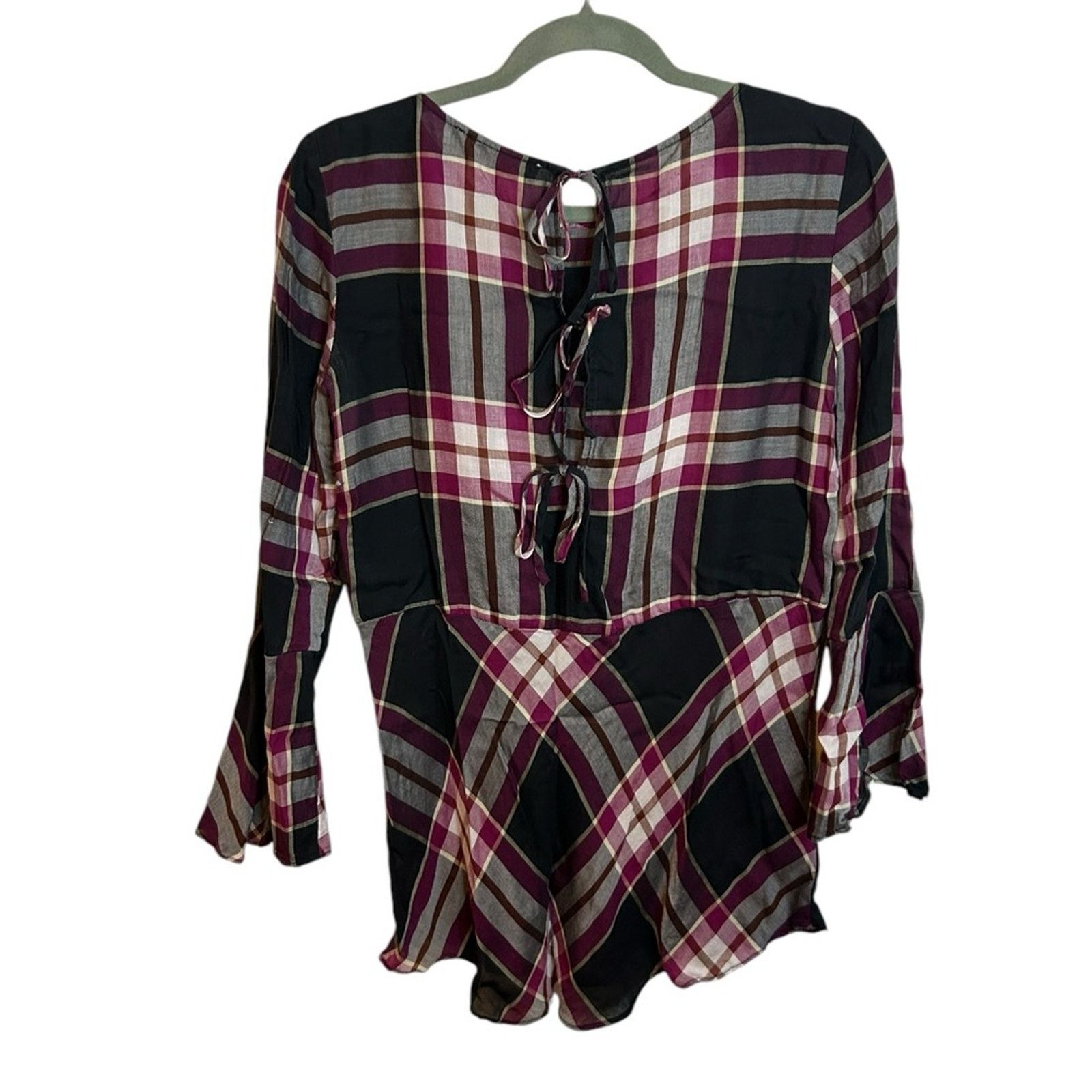 Loft Loft Plaid Tie Back Tunic Blouse Size XS / US 0-2 / IT 36-38 - 2 Thumbnail