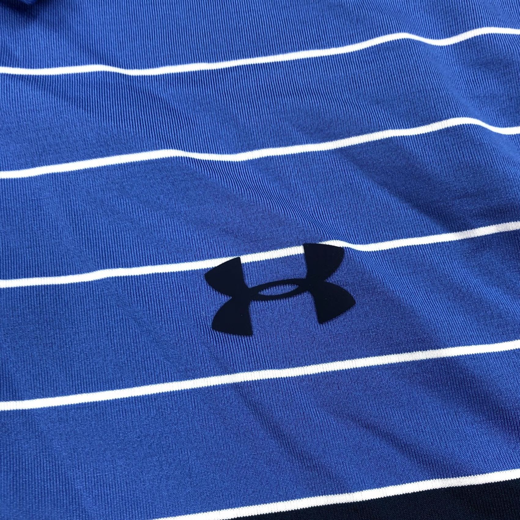 Under Armour Under Armour Men's MD M Blue Navy White Stripe HeatGear Polo Shirt Loose Fit Size US M / EU 48-50 / 2 - 3 Thumbnail