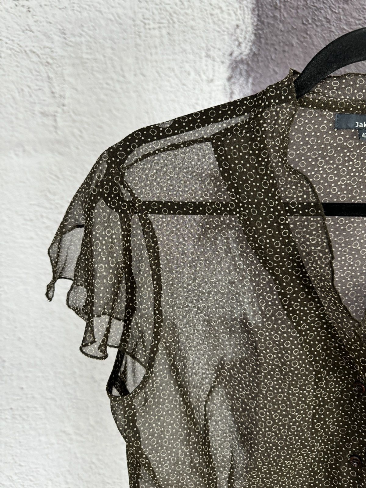 Designer Jake’s Transperent Brown blouse flower short sleeve Size M / US 6-8 / IT 42-44 - 3 Thumbnail