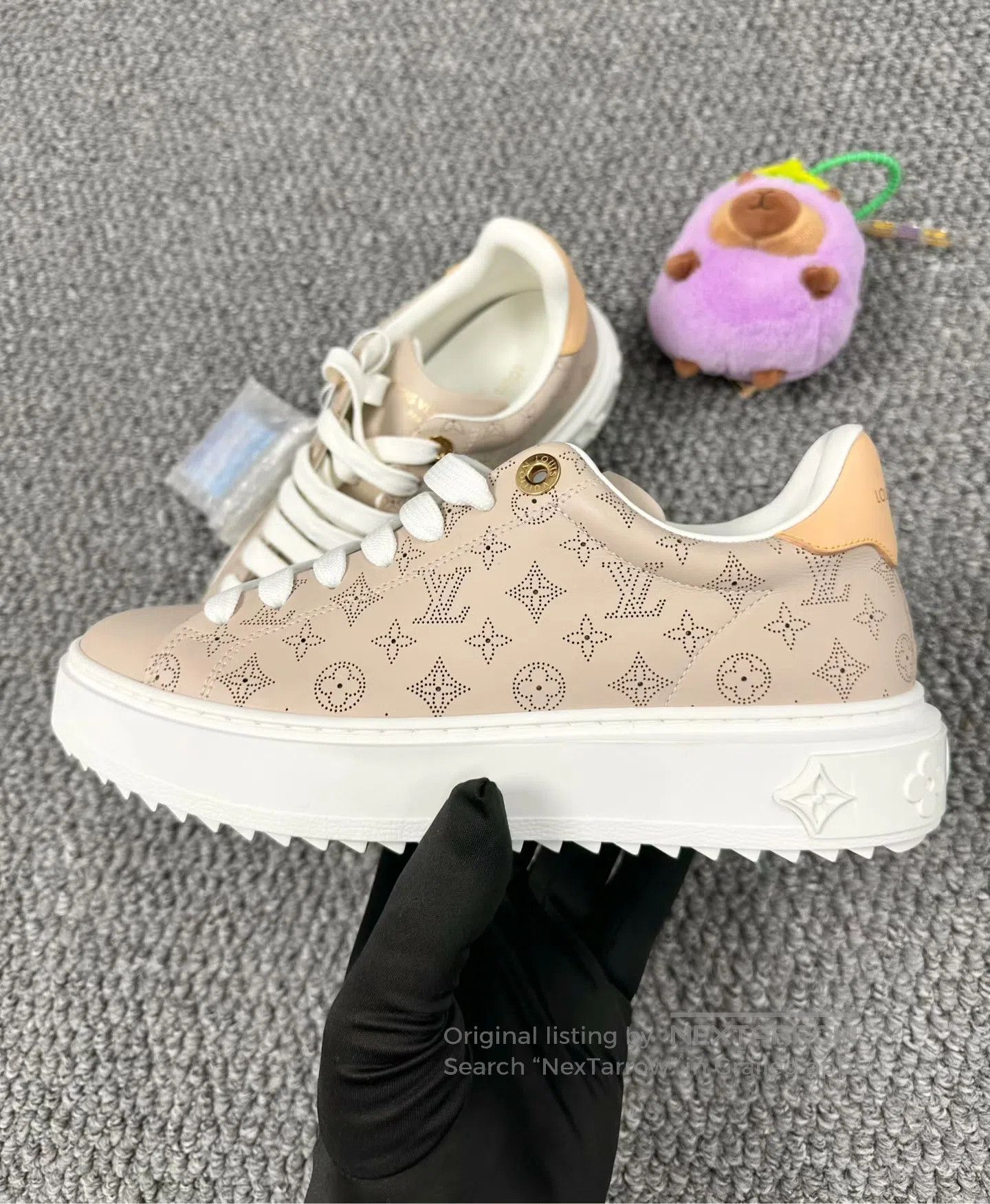 Louis Vuitton Louis Vuitton Beige Full Print Logo Casual Sneakers| Size US 5.5 / IT 35.5 - 4 Thumbnail