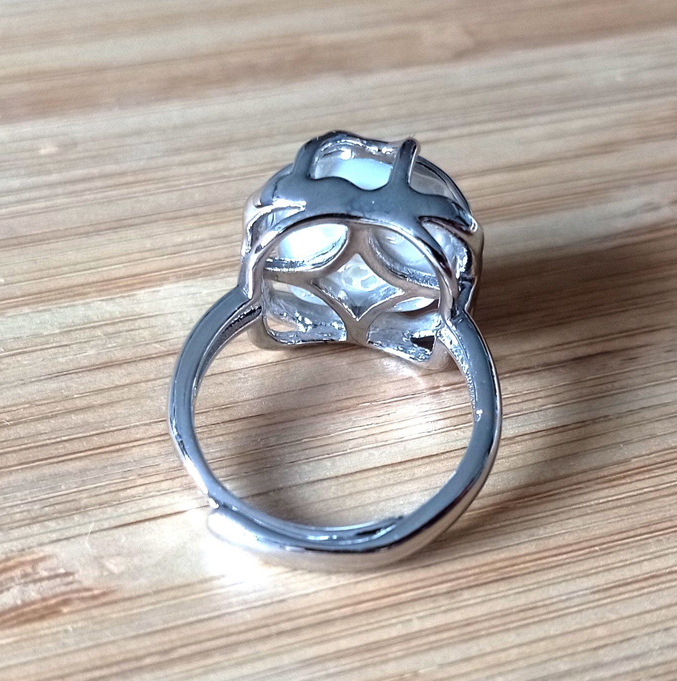 Designer × Vintage Punk Square Pearl Irregular 925 Silver Ring Gothic Chrome Size ONE SIZE - 4 Thumbnail
