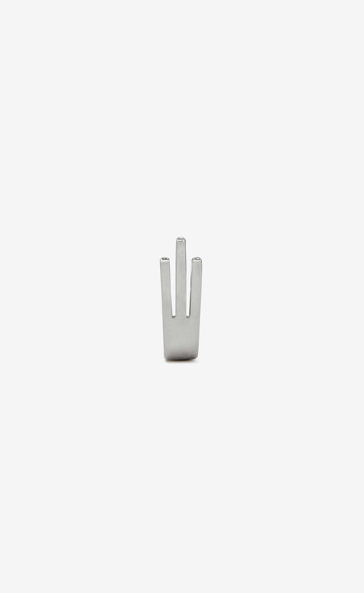 Saint Laurent Paris o1smrcs1224 Size: OS / Striped Rhinestone Ring Metal Silver Size ONE SIZE - 3 Thumbnail