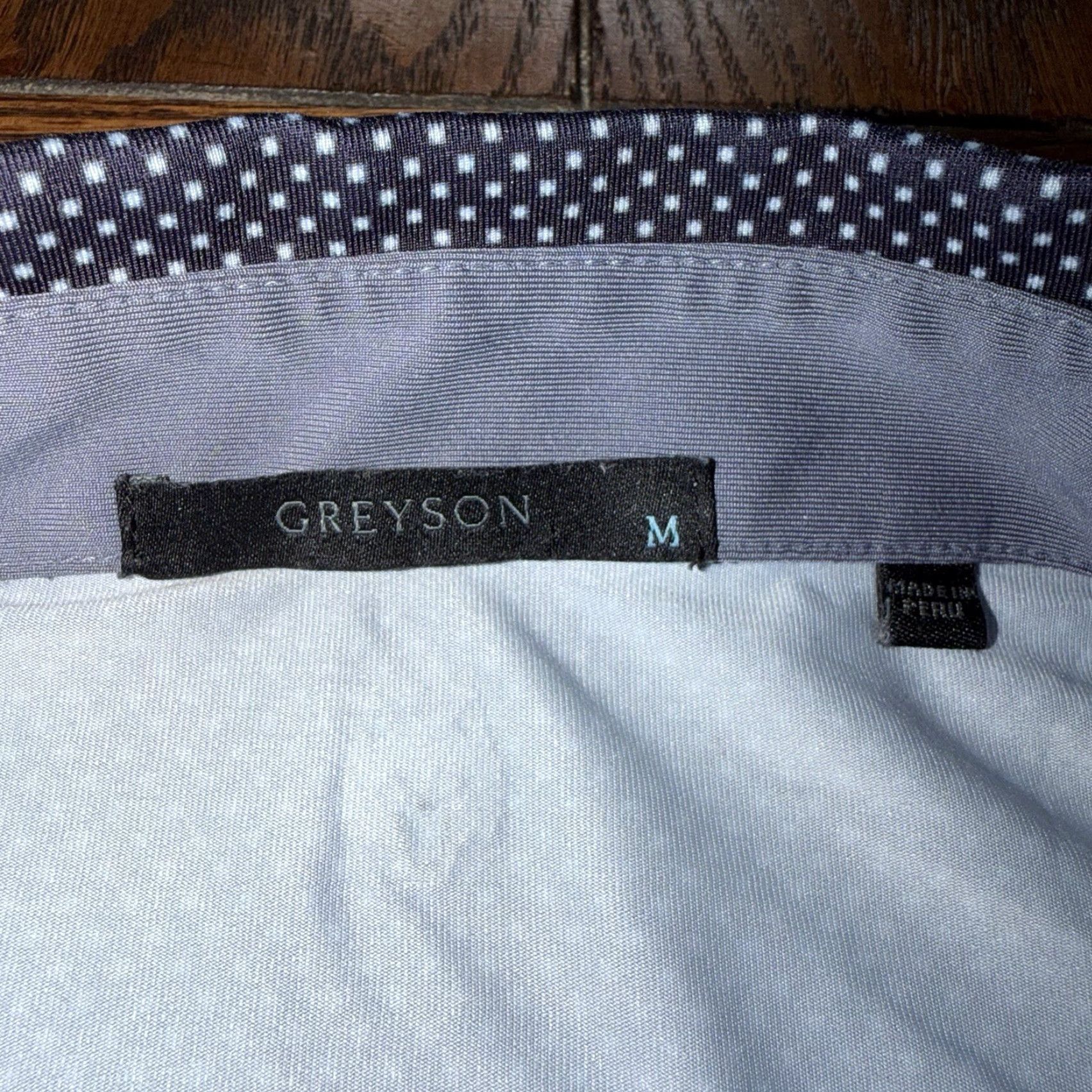 Vintage Greyson Polo Shirt Blue White Dots Mens Medium R.R.C Golf Wolf Logo Size US M / EU 48-50 / 2 - 2 Thumbnail