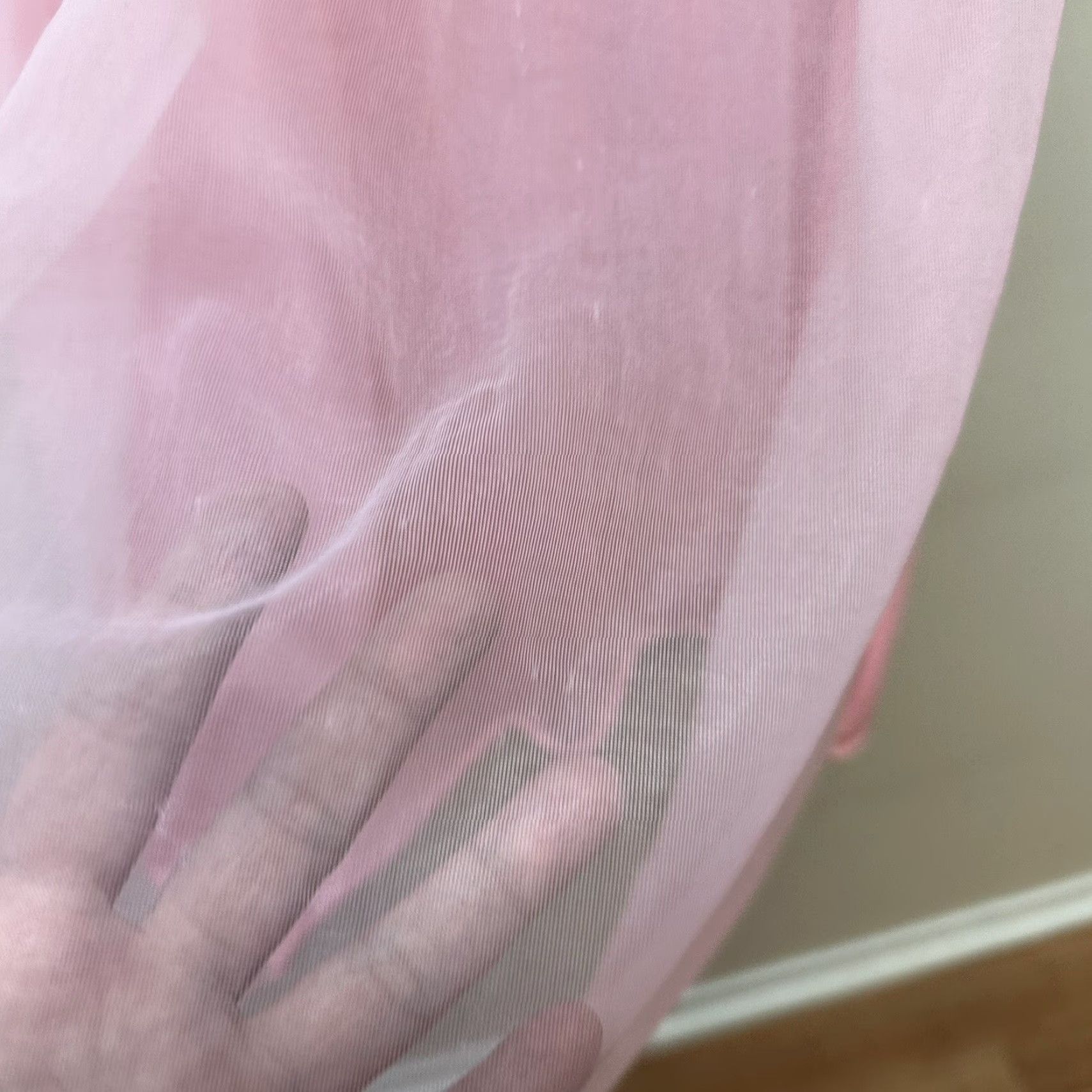 Vintage VINTAGE Nightgown Nylon Tricot Lace Double Layer Sheer Chiffon Overlay Size M Pink Nightgown Size ONE SIZE - 7 Thumbnail