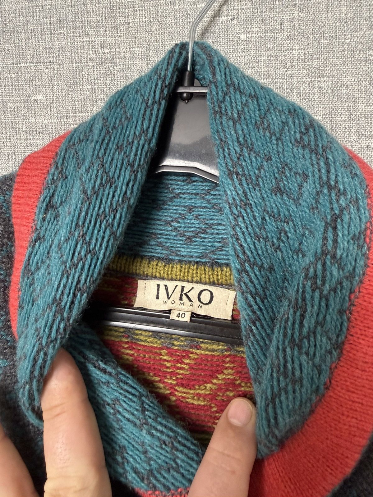 Desigual Ivko Wool Cardigan Geometric Pattern Shawl Collar Sweater Size M / US 6-8 / IT 42-44 - 9 Thumbnail