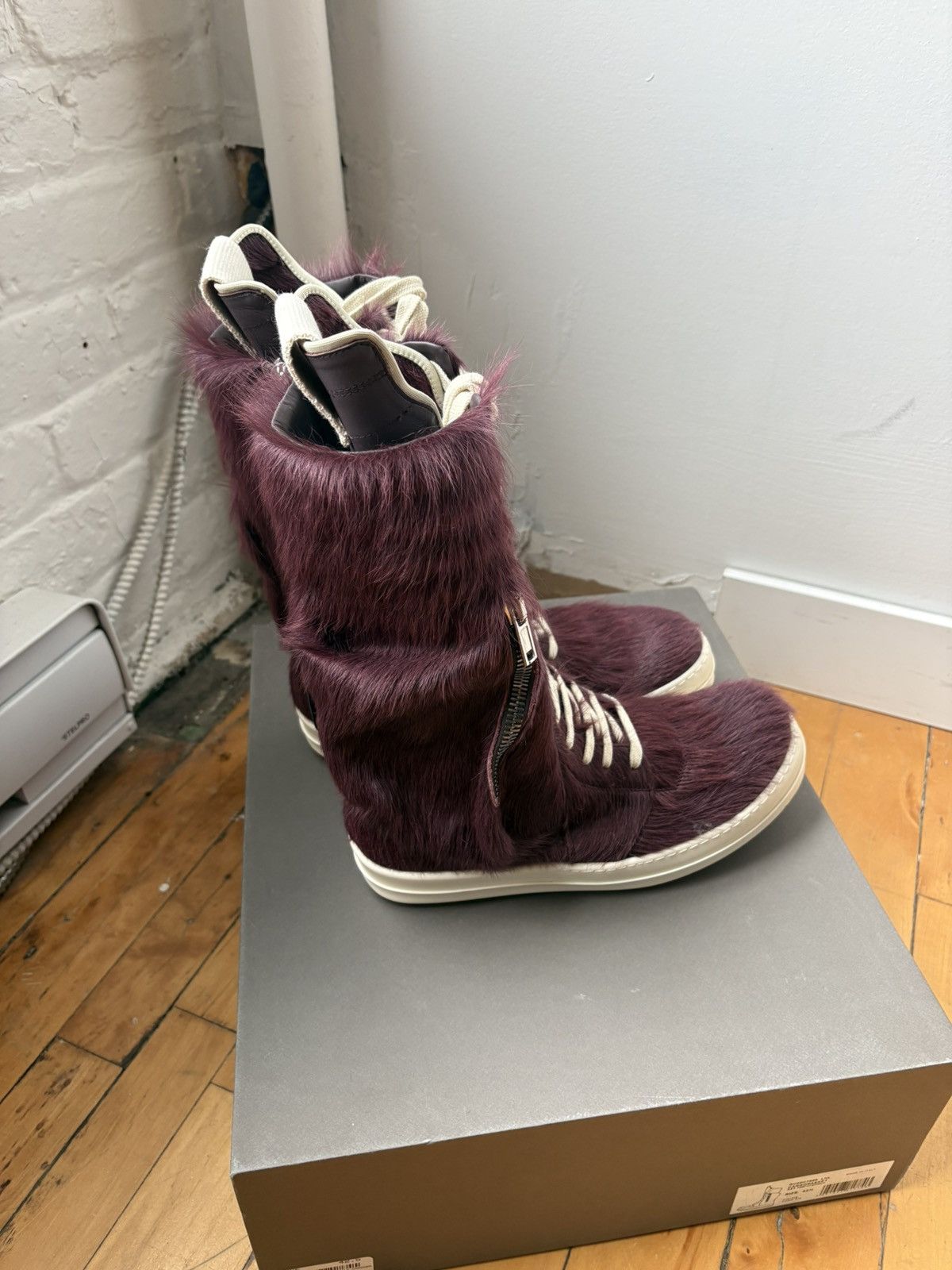 Rick Owens Rick Owens FW23 "Luxor" Amethyst Pony Hair Cargo Geobasket Size US 9.5 / EU 42-43 - 2 Thumbnail