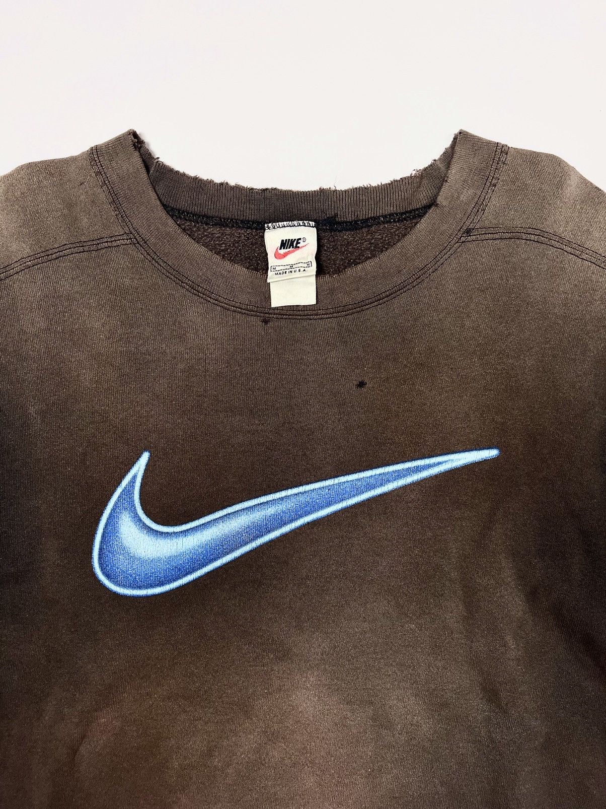 Nike 1990s Nike Bigswoosh Distressed Sweatshirt Destroyed Faded Size US M / EU 48-50 / 2 - 12 Thumbnail