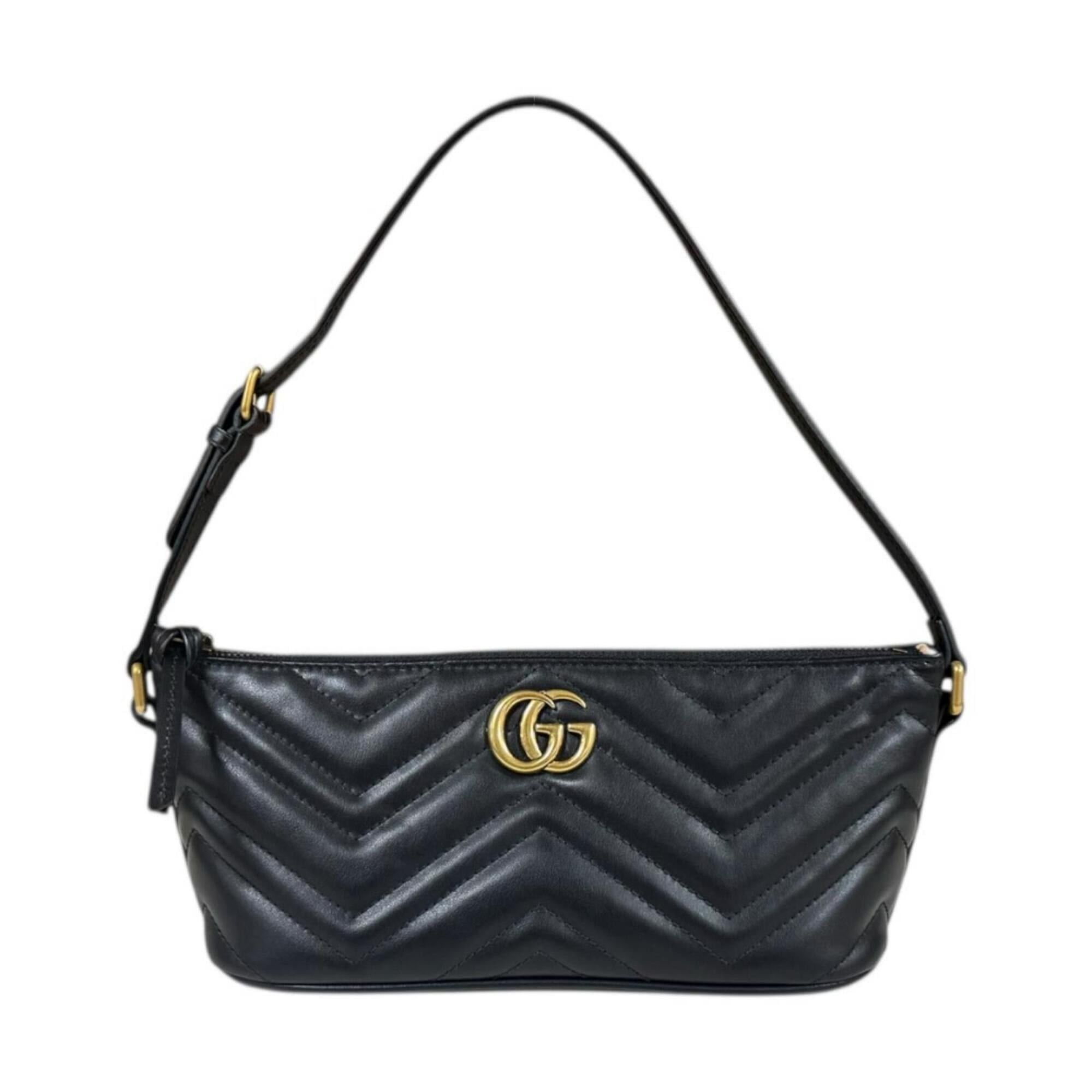 Gucci Gucci GG Marmont handbag, leather, 739166, black, women's, pre-owned. Size ONE SIZE - 1 Thumbnail