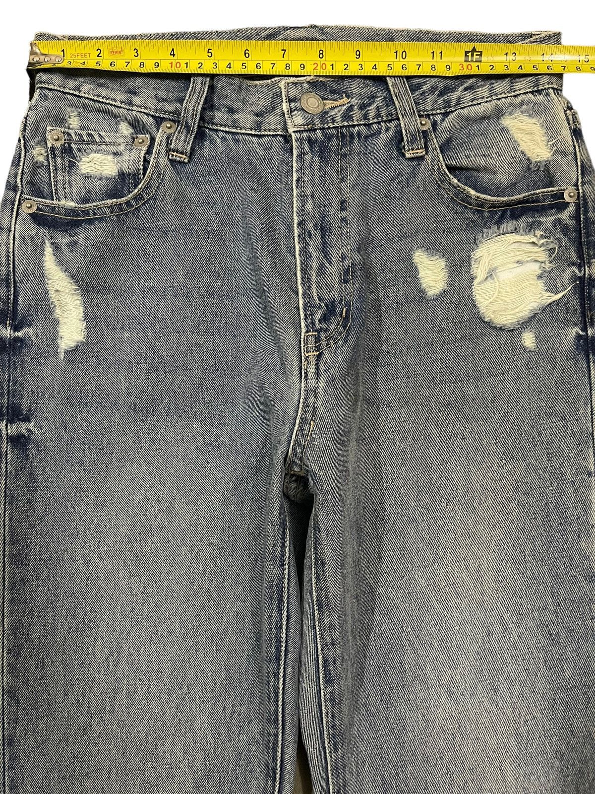 If Six Was Nine Vintage Japanese Brand Blue Wash Distressed Flare Jeans Size US 28 / EU 44 - 9 Thumbnail