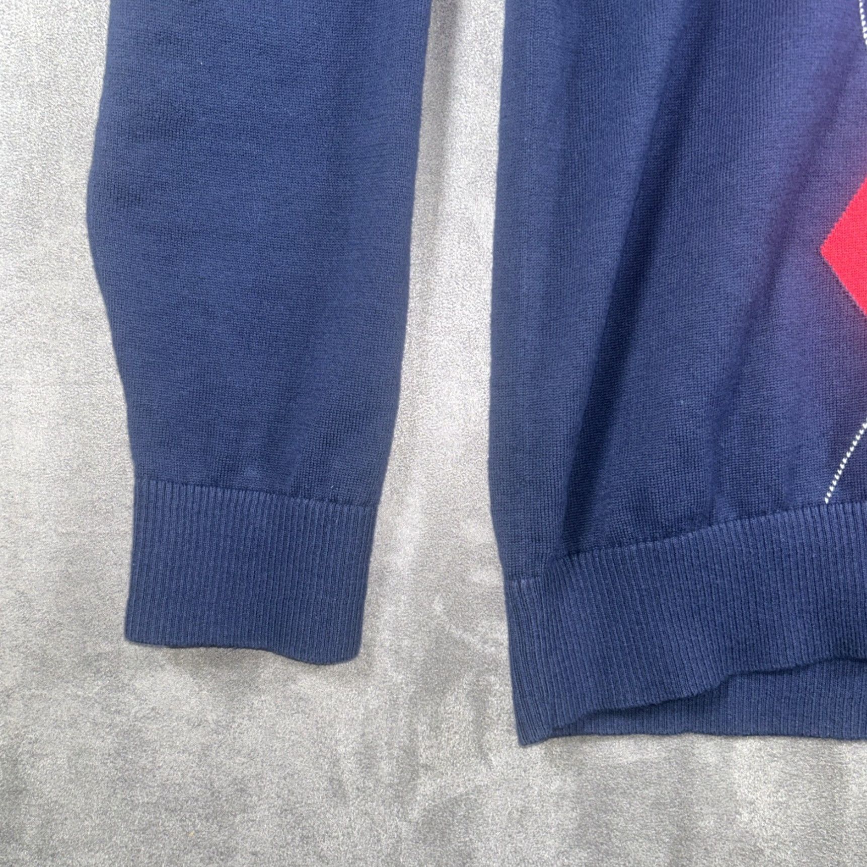 Tommy Hilfiger Tommy Hilfiger Golf Sweater Mens XL Navy Blue Argyle Pullover Long Retro Preppy Size US XL / EU 56 / 4 - 4 Thumbnail