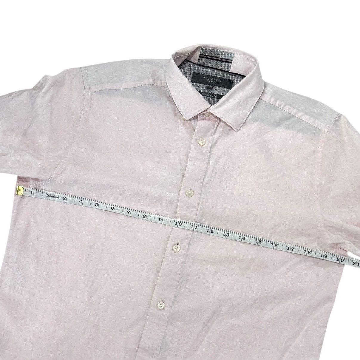 Ted Baker Pink/Gray French Cuff Dress Shirt Subtle White Floral 15.5 Size US M / EU 48-50 / 2 - 4 Thumbnail