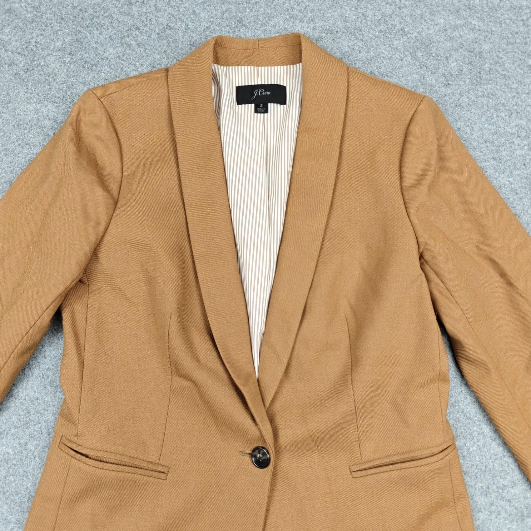 J.Crew J.CREW Blazer Womens 2 Brown Wool Blend Shawl Collar One-Button Lined Jacket Shirt (Jacket) Size XS / US 0-2 / IT 36-38 - 2 Thumbnail