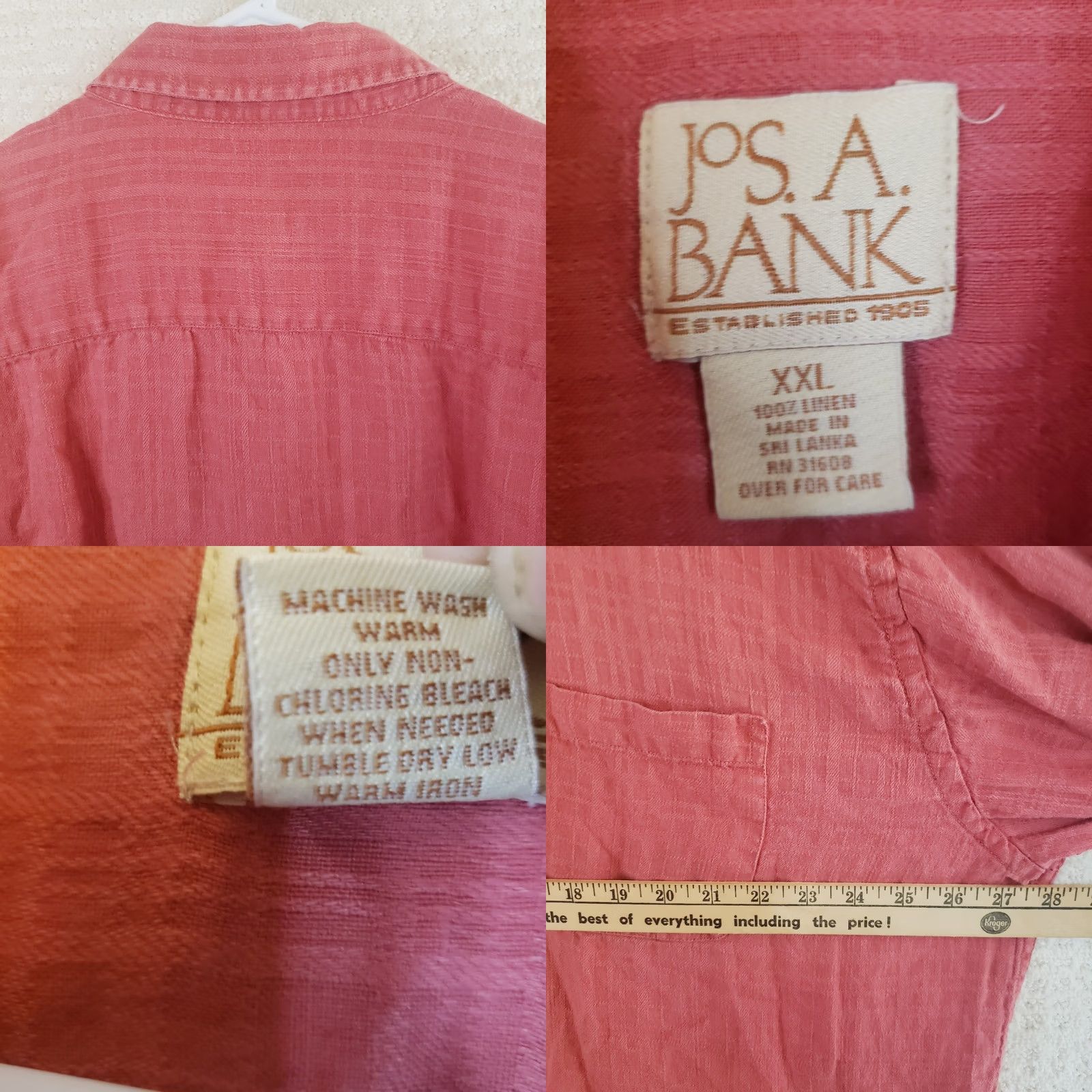 Jos. A. Bank Jos. A. Bank Button-Up 100% Linen Shirt Men’s 2XL Coral Long Sleeves Shirt Mens 2XL Coral Linen Long Sleeve Button-Up Shirt Beach Classic Size US XXL / EU 58 / 5 - 9 Thumbnail