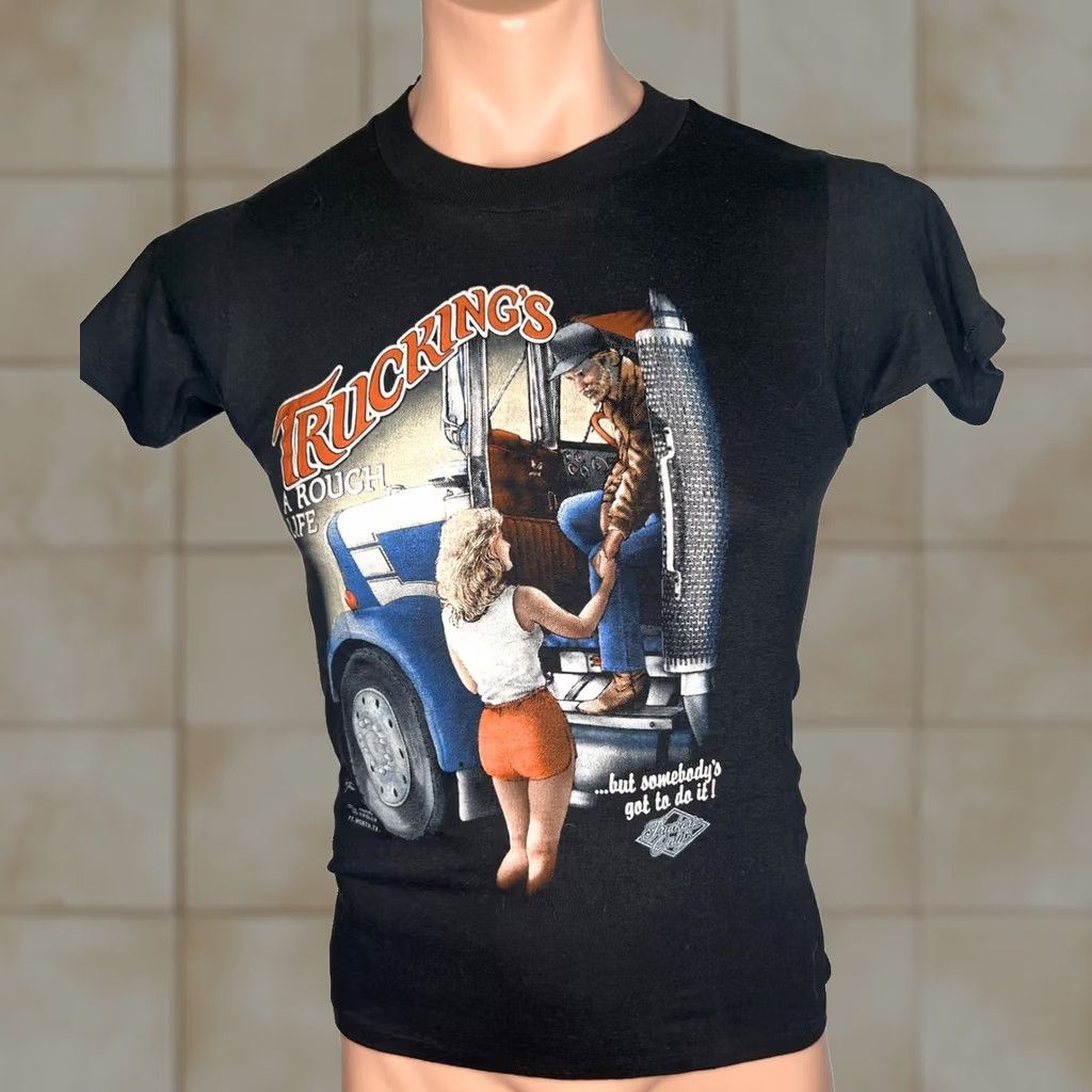 Vintage VINTAGE 3D Emblem Truckers Only Trucking's a Rough Life Hooker Shirt Small S Black NWOT 1985 Size US S / EU 44-46 / 1 - 1 Thumbnail