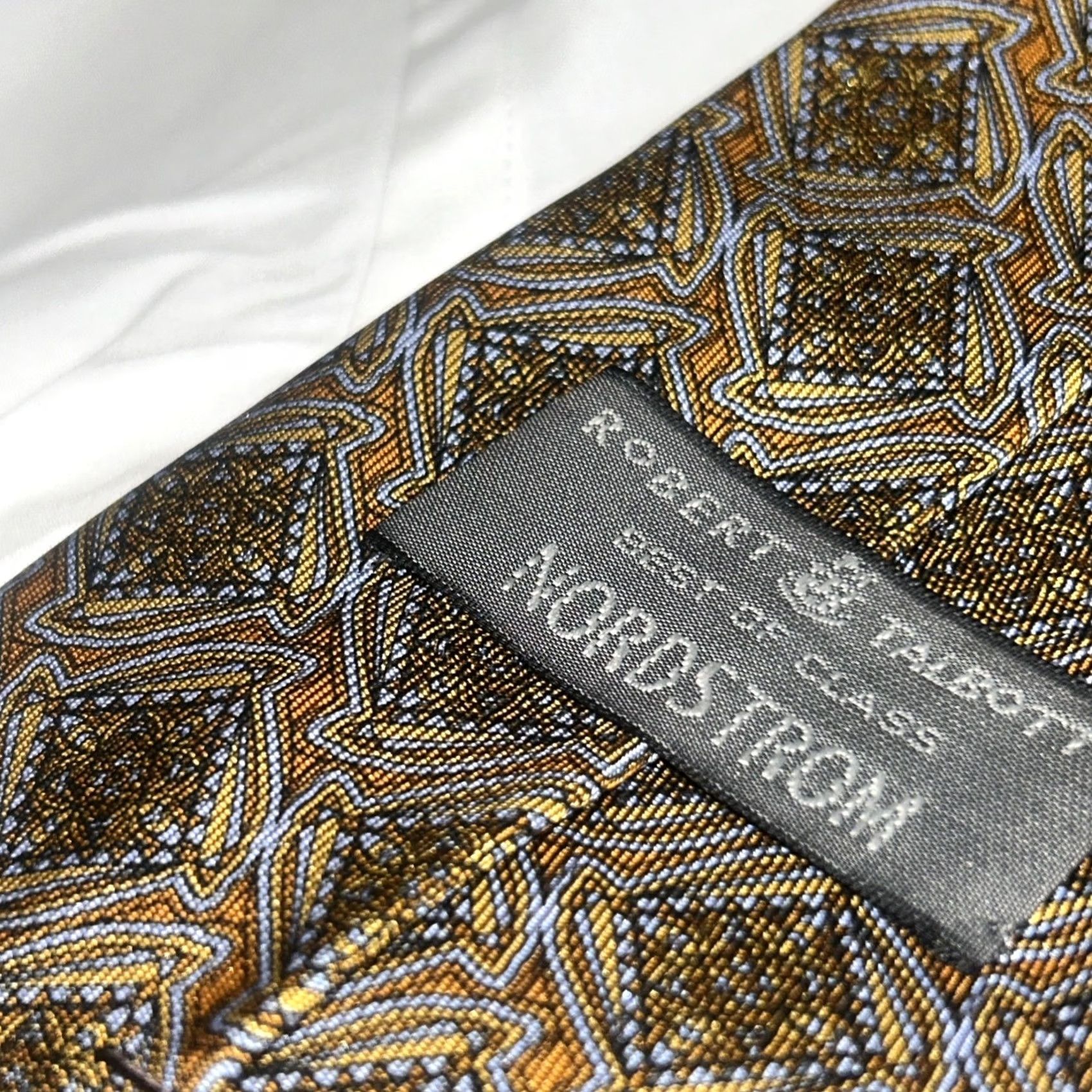 Robert Talbott Robert Talbott Tie Geometric Designer Silk Wide Gold Mens 56 1/2" x 4" Short Vintage No Size ONE SIZE - 5 Thumbnail