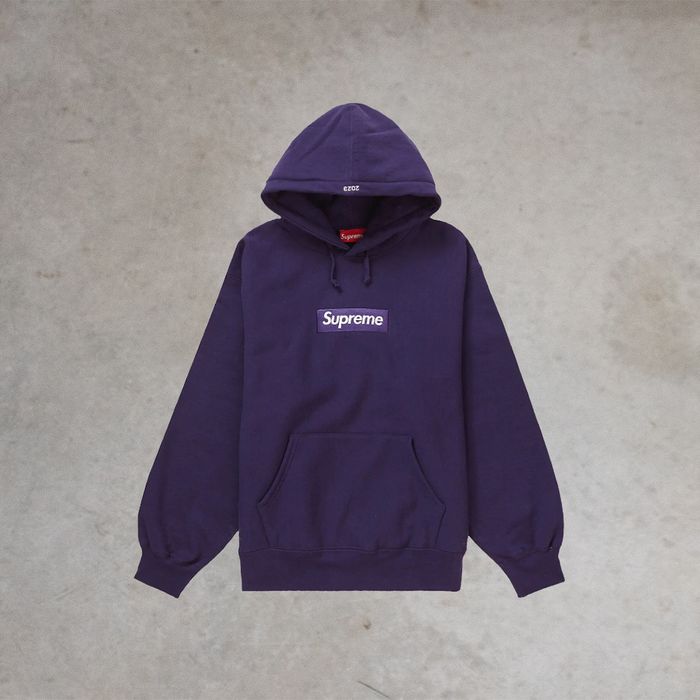 Supreme purple box logo hot sale hoodie