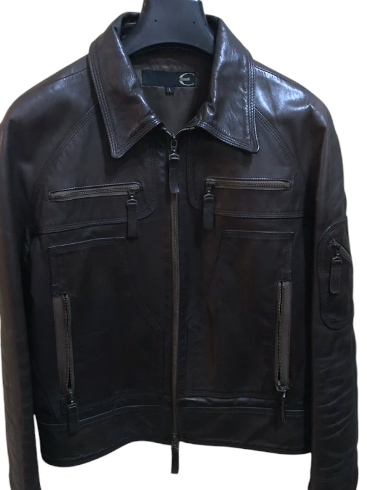 Roberto Cavalli Just Cavalli Leather Jacket – Multi Zip Utility – Size L Size US L / EU 52-54 / 3 - 1 Thumbnail