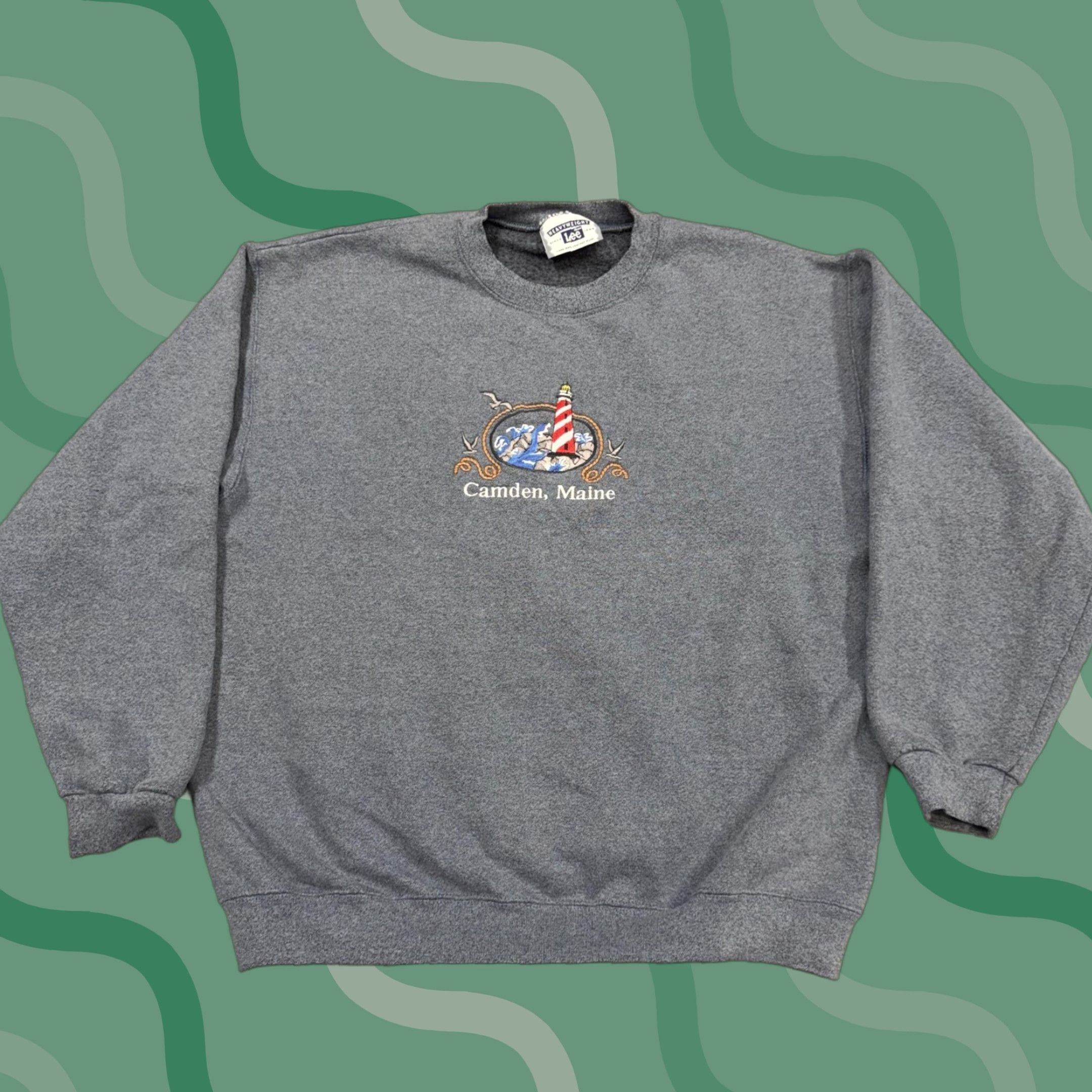 Lee VINTAGE Lee Sweatshirt Mens XL Gray Maine Fleece Crewneck Nautical Lighthouse Graphic Print Embroidered Size US XL / EU 56 / 4 - 1 Thumbnail