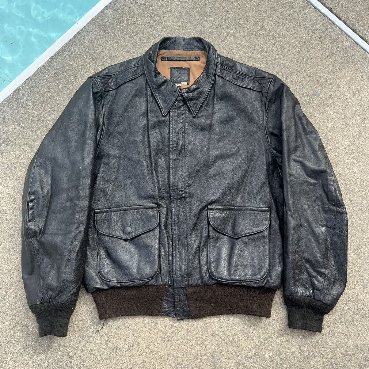 image of 70’S Leather A-2 Made In Usa Usaf Bomber Jacket in Brown, Men's (Size Small)