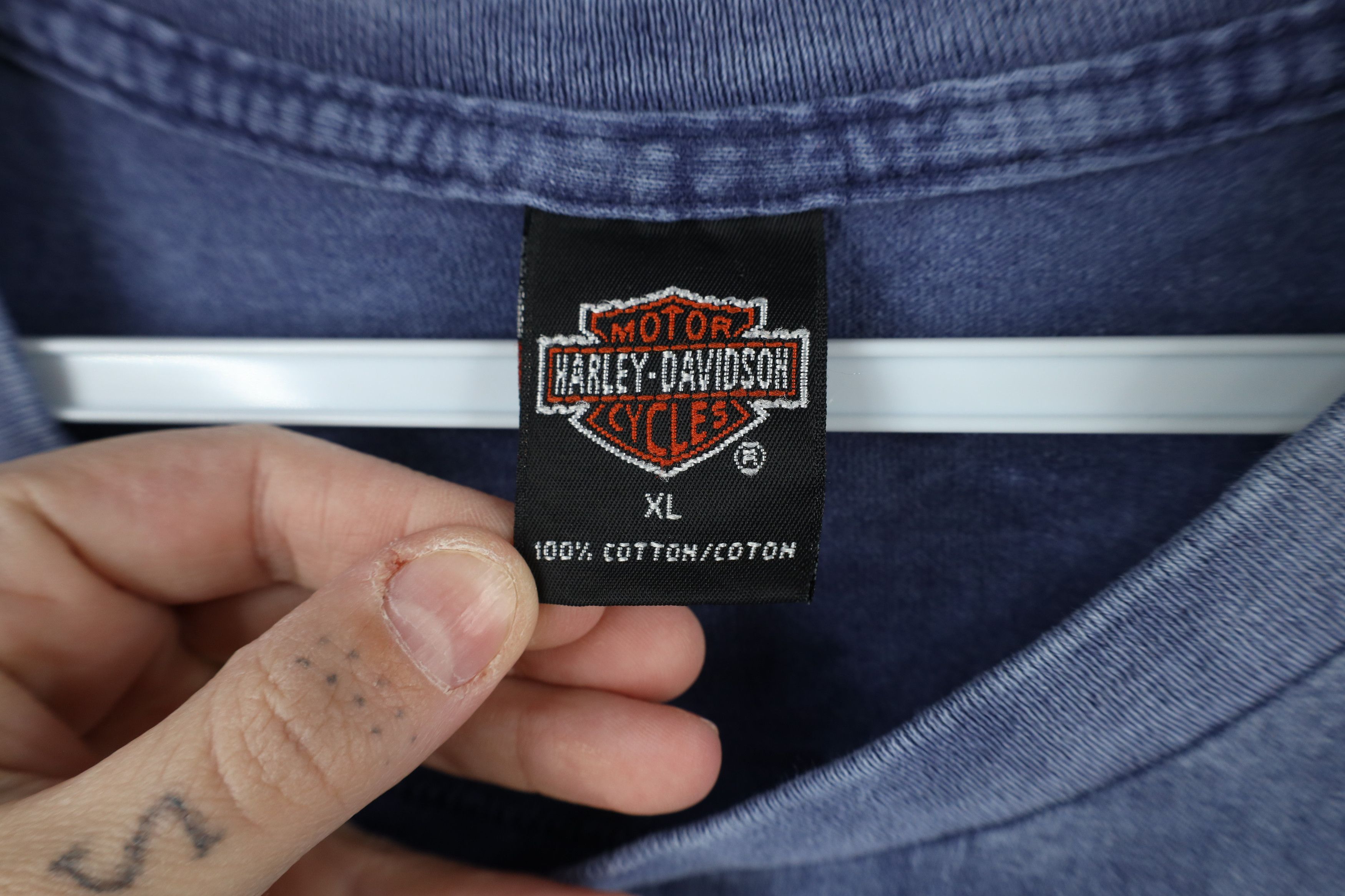 Harley Davidson × Vintage Vintage 90s Harley Davidson Wash Eagle Pocket T-Shirt USA Size US XL / EU 56 / 4 - 7 Thumbnail