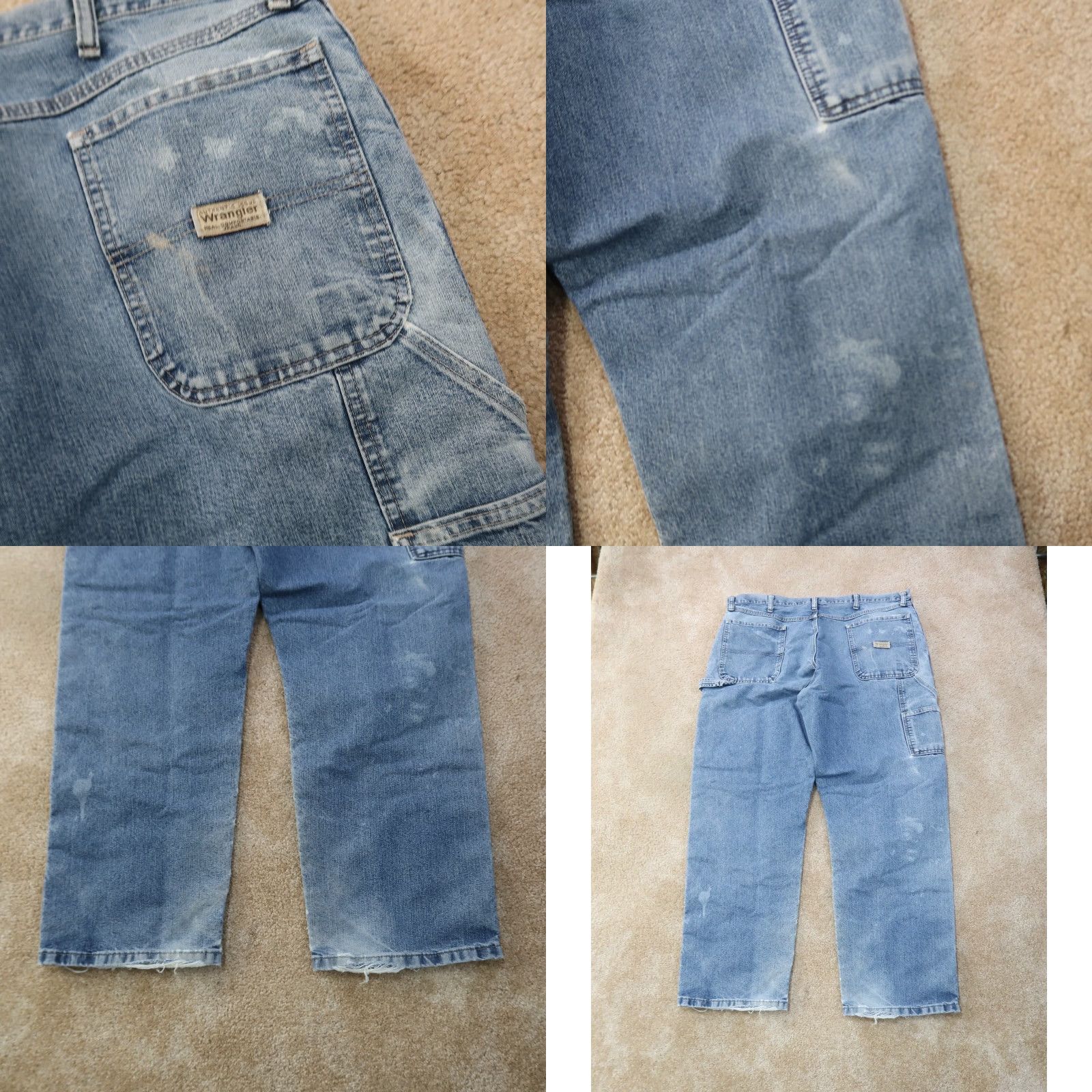 Wrangler Wrangler Carpenter Jeans Adult 38x32 Blue Distressed Denim Straight Regular Zip Size US 38 / EU 54 - 8 Thumbnail