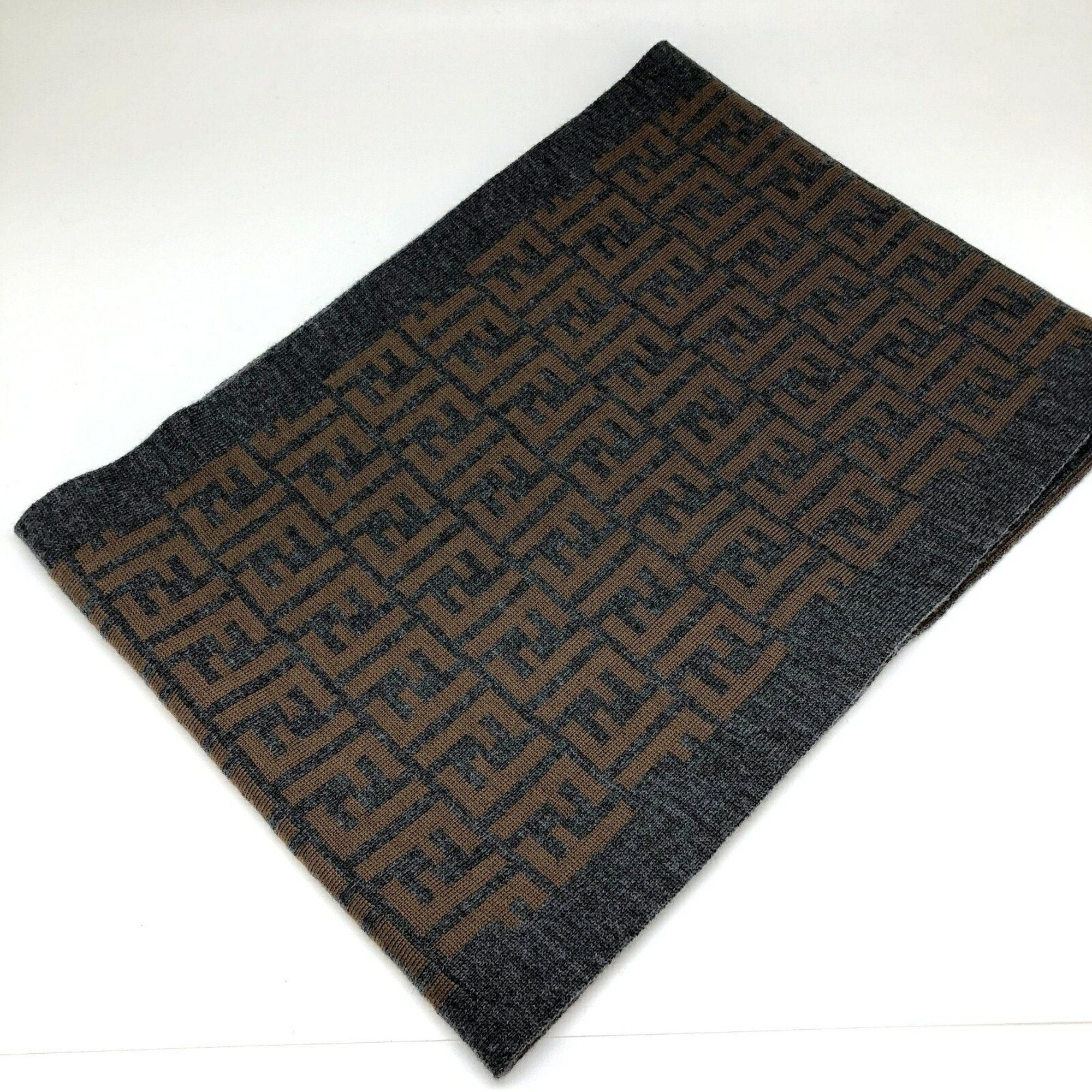 image of Fendi Zucca Muffler Gray Brown Wool Itbmoa9Mx9Bm, Women's
