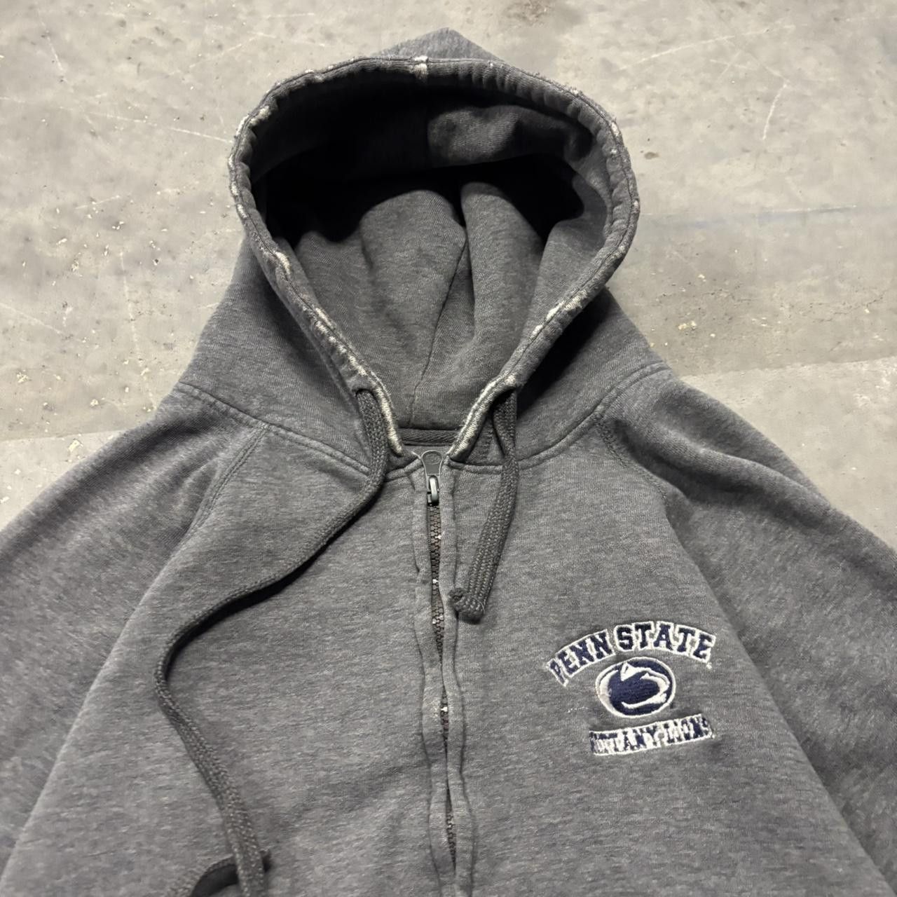 Japanese Brand × Vintage Crazy Vintage 90s Grey Penn State College Distressed Zip Up Hoodie! Size US L / EU 52-54 / 3 - 2 Thumbnail