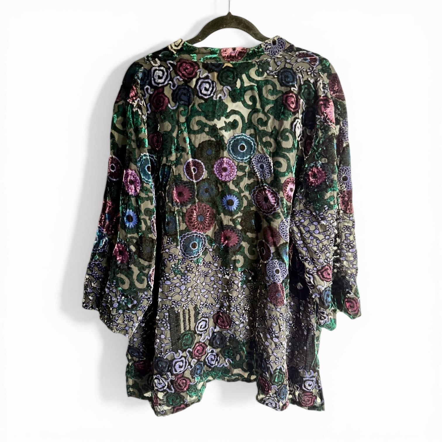 Sterling Ruby Ruby Rd Purple Velvet Burnout Button Tunic Woman 22W Plus Size 3XL / US 20-22 - 4 Thumbnail